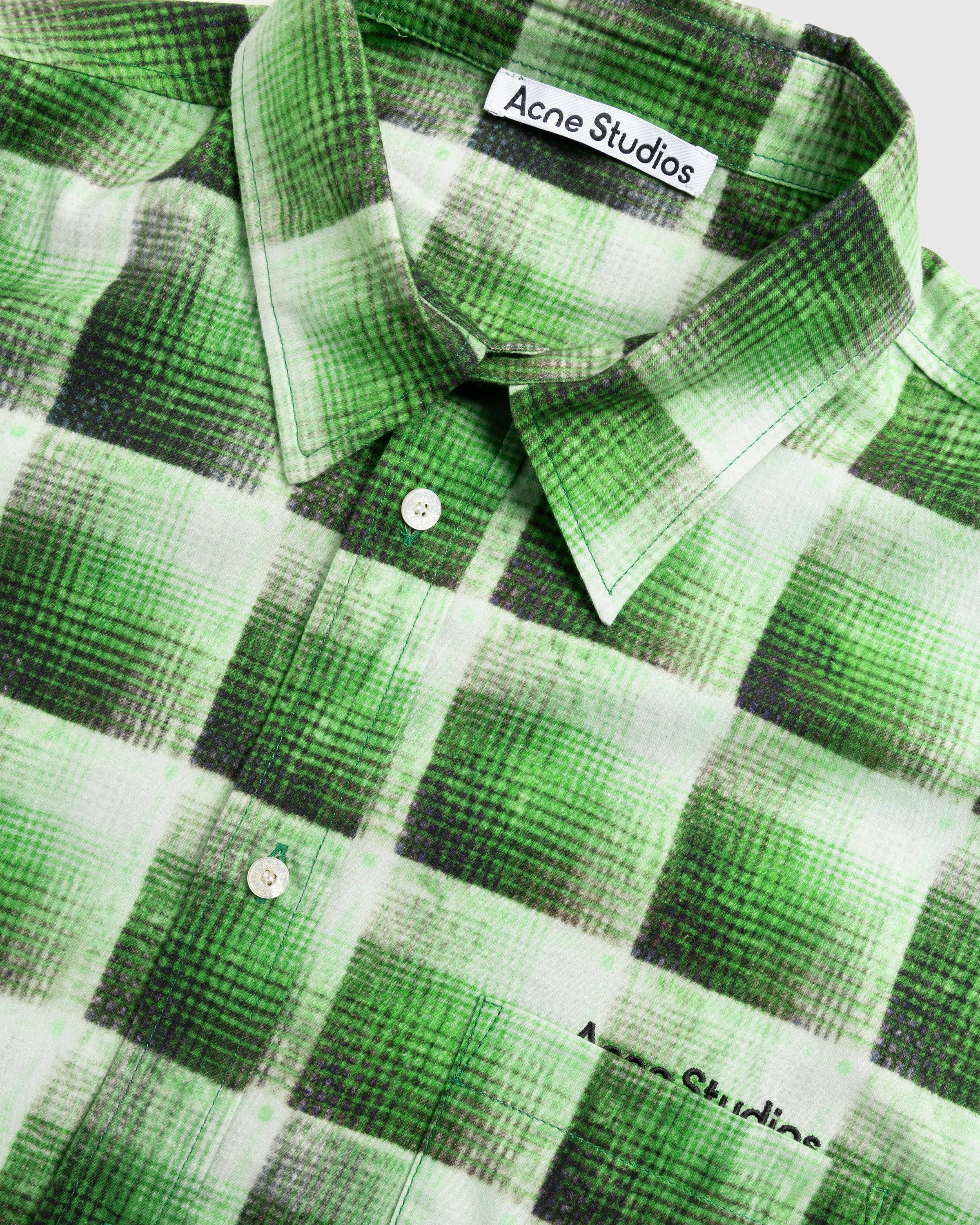 Acne Studios – Check Button-Up Shirt - Longsleeve Shirts - Green - Image 2