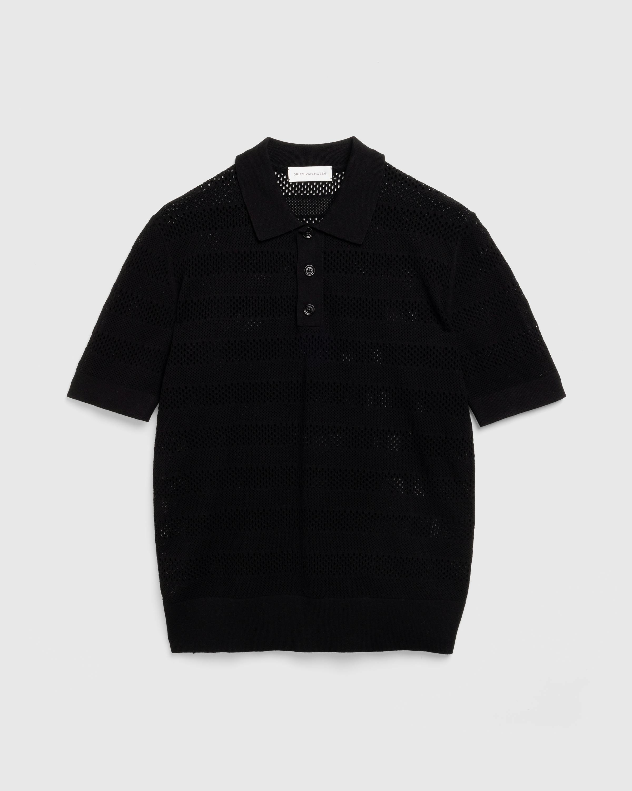 Dries van Noten – Knit Polo - Polos - Black - Image 1