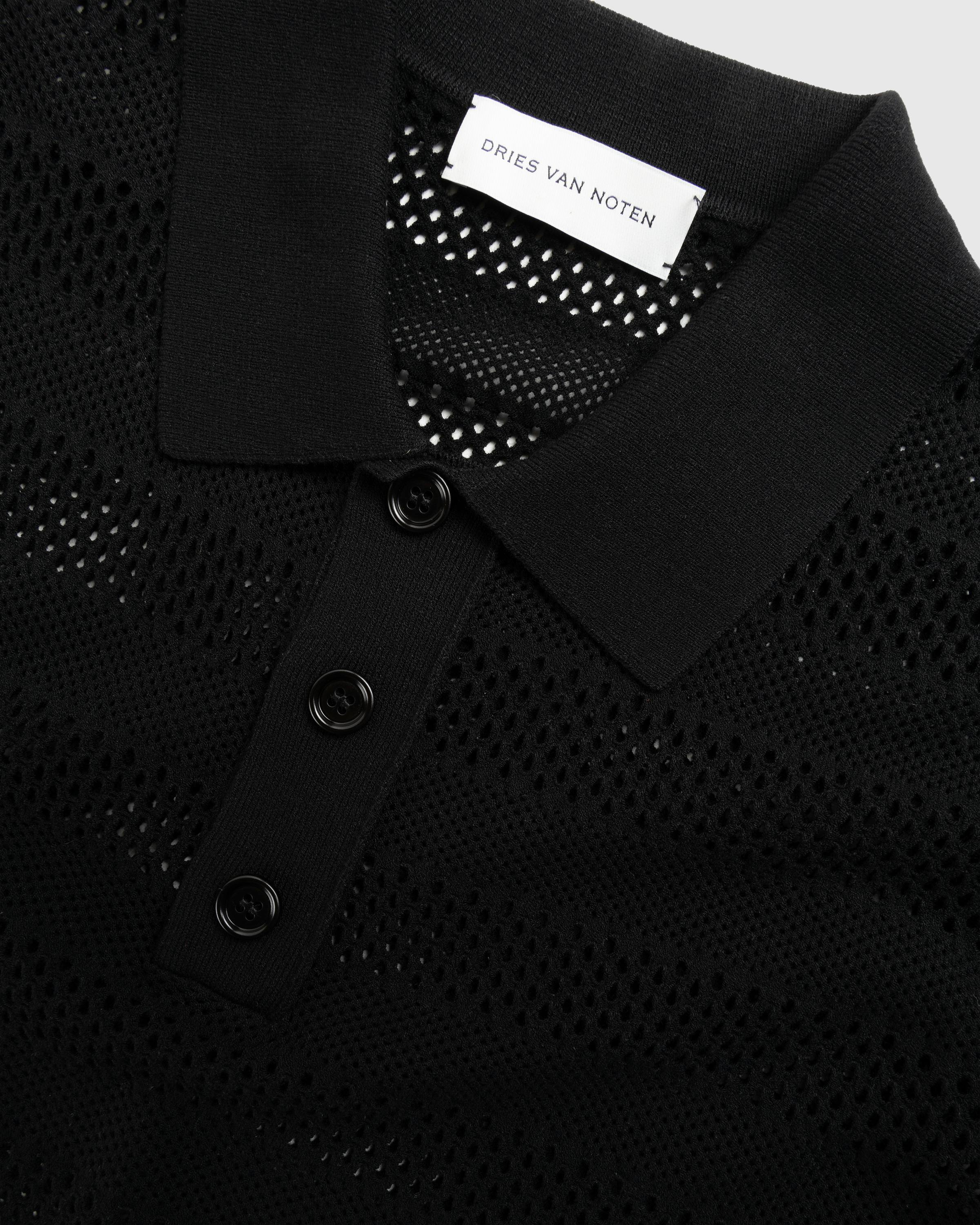 Dries van Noten – Knit Polo - Polos - Black - Image 3