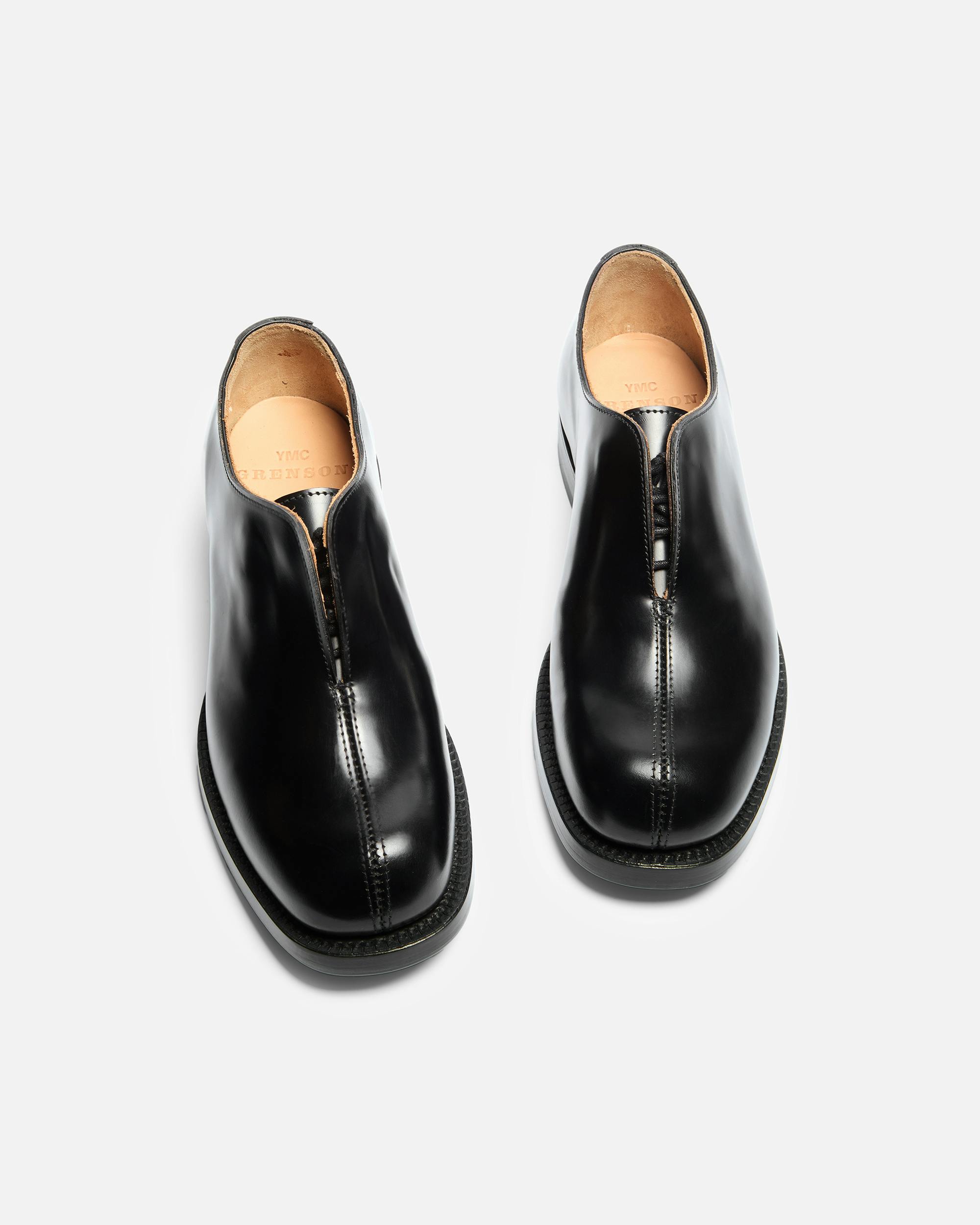 grenson shoes for ymc ss25 in black leather