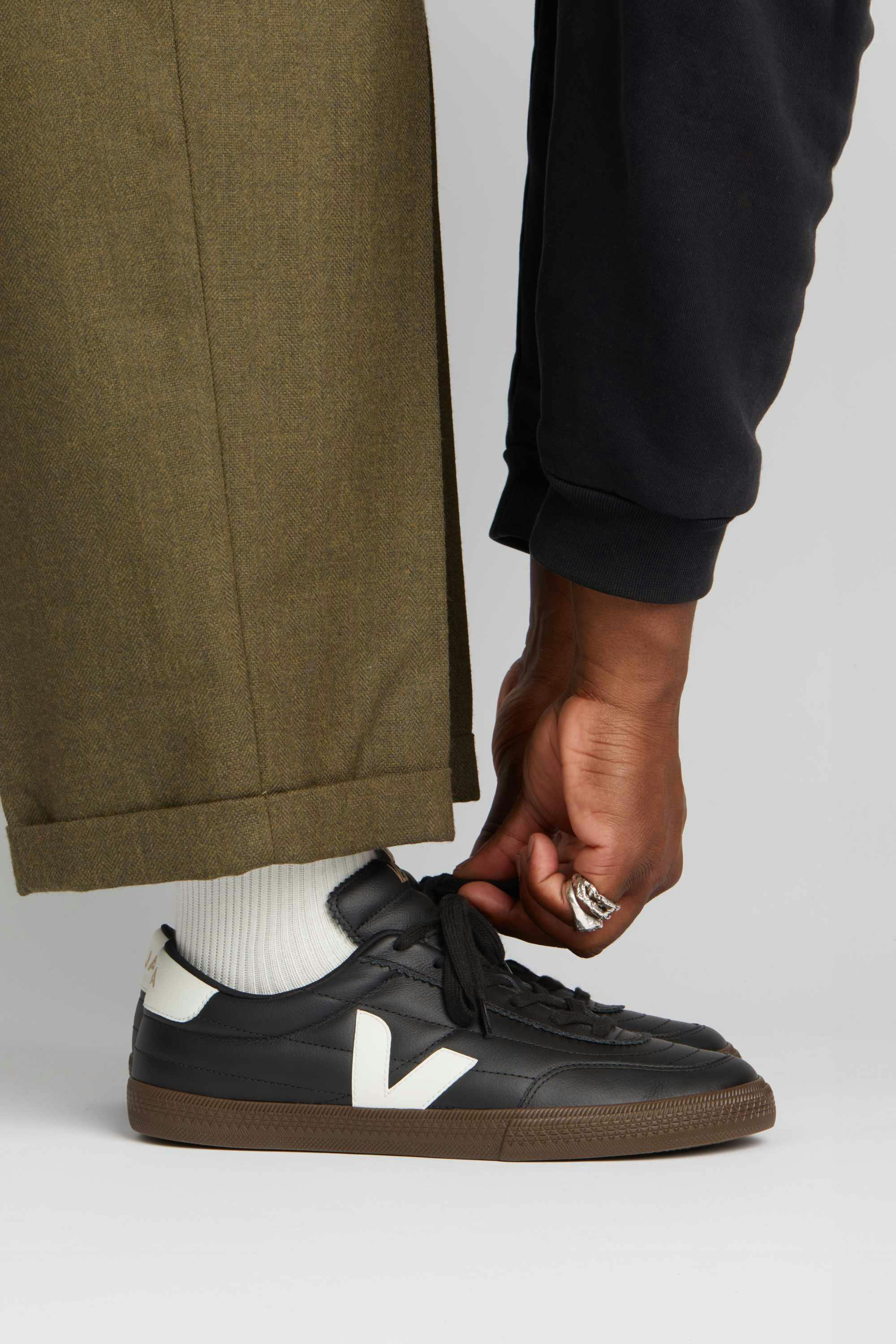 veja panenka sneaker in white and black leather