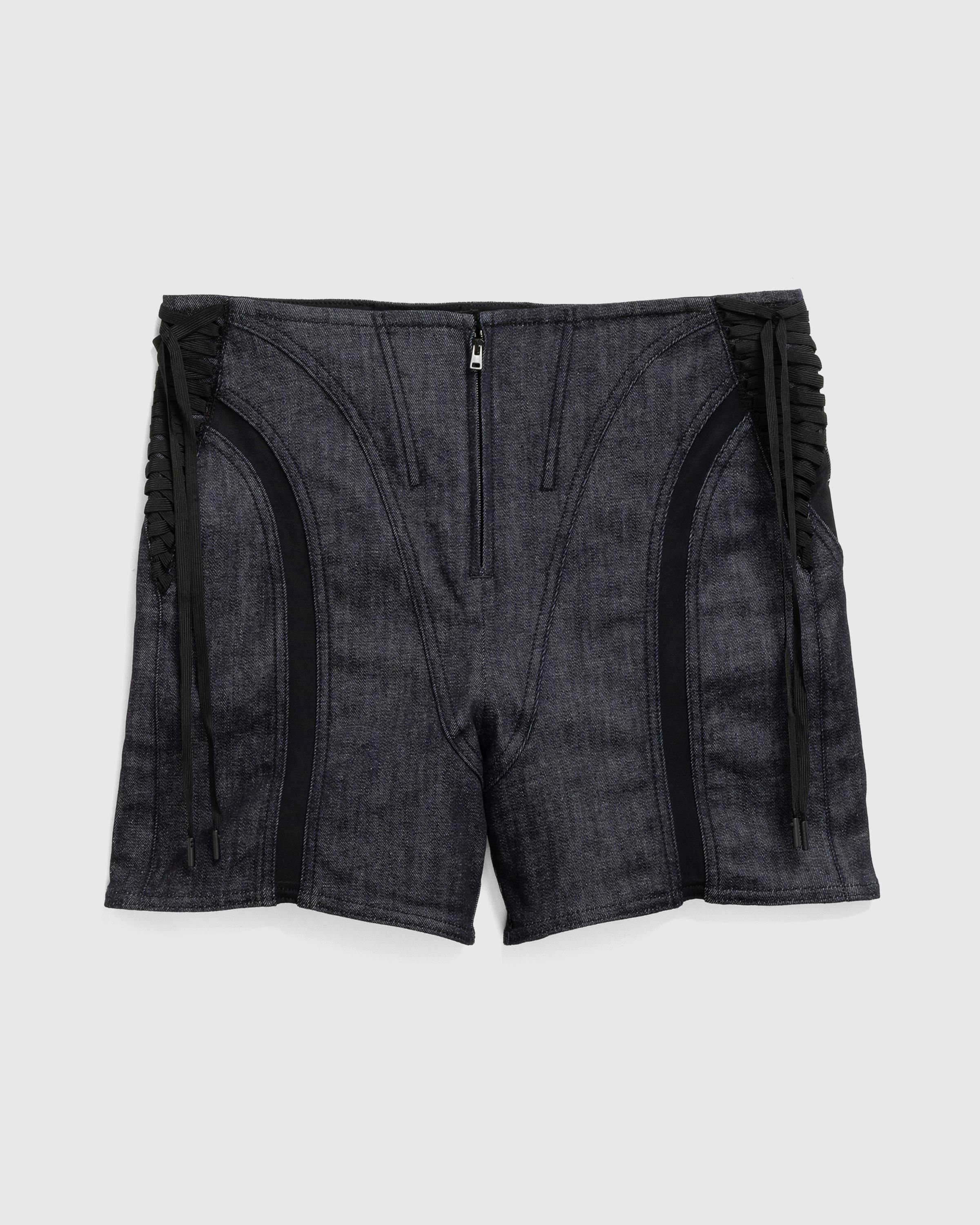 Mugler – Laced Denim Shorts - Denim Shorts - Blue - Image 1