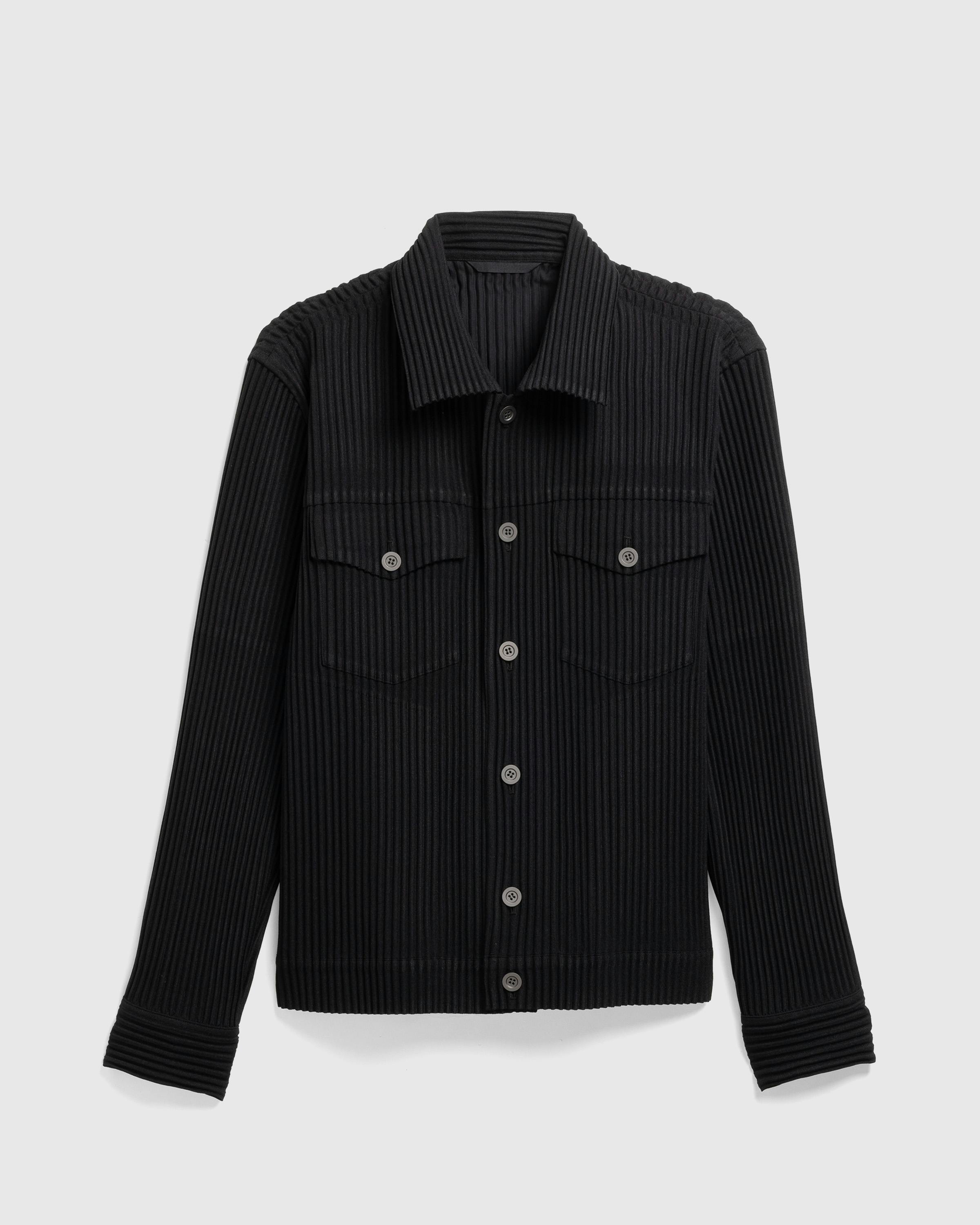 Issey Miyake – Wool Like Light Jacket - Blouses - Black - Image 1