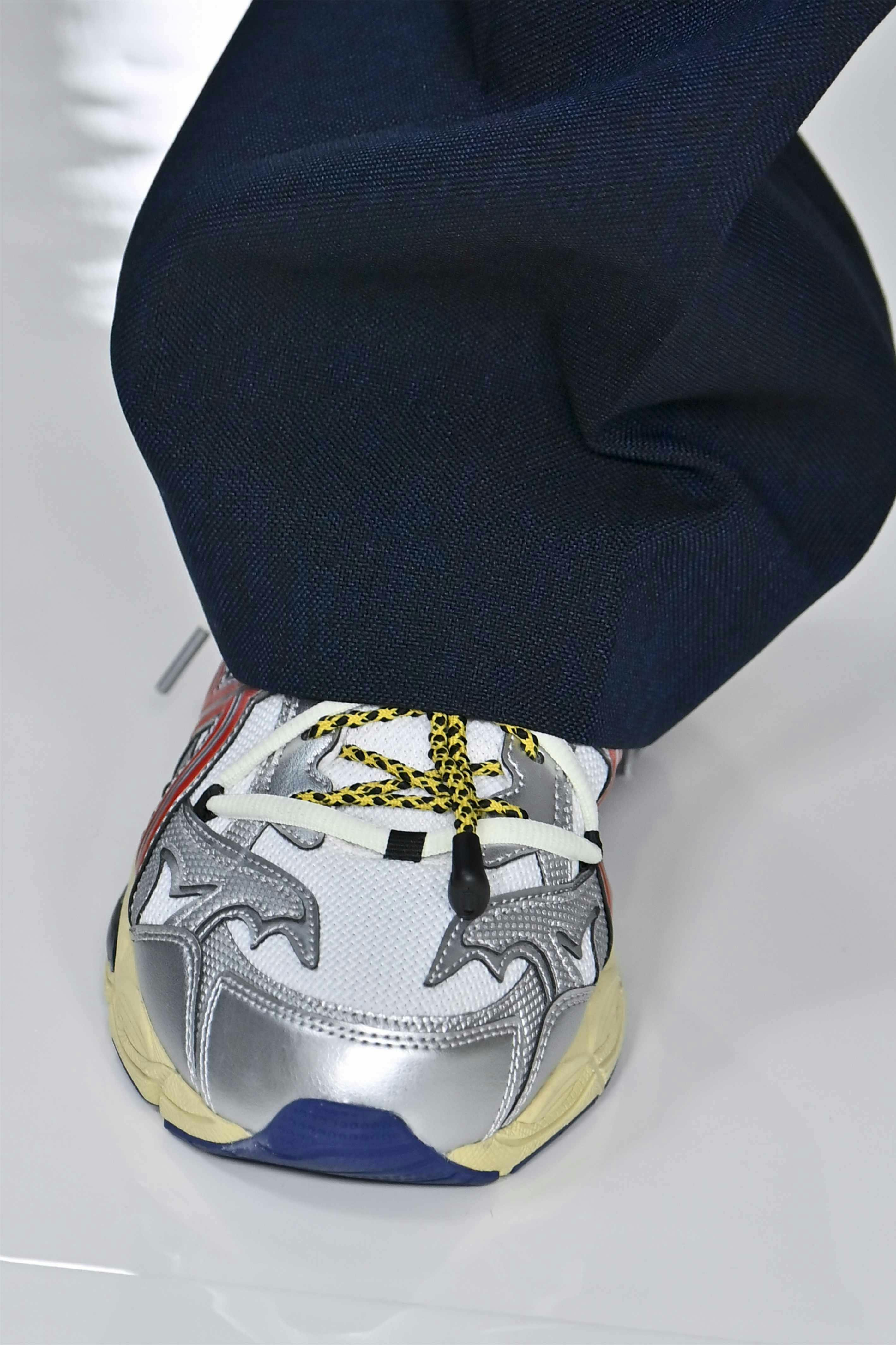 toga x asics dad shoes from fw25 in silver with charms