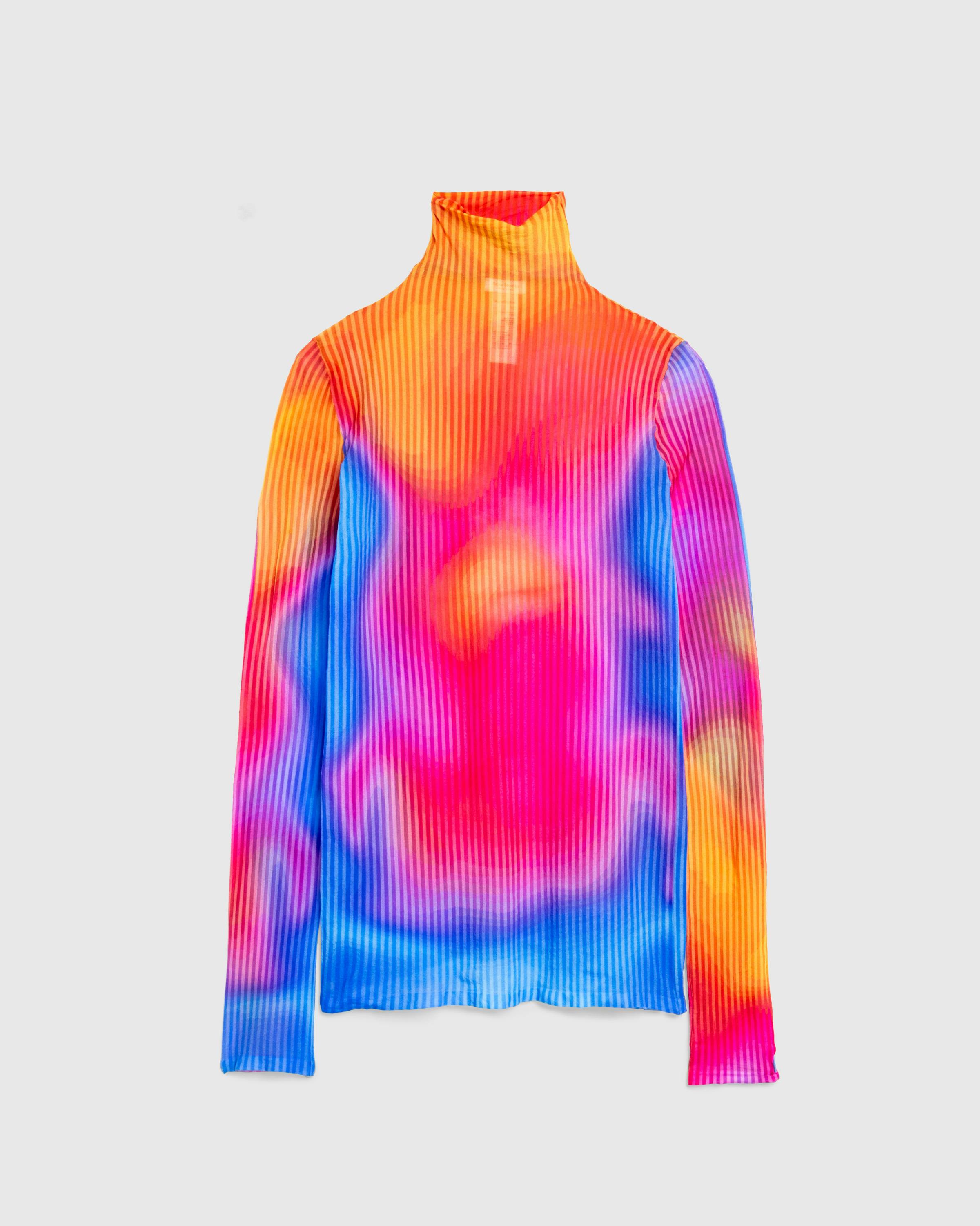 Acne Studios – Heat Print Roll-Up Neck Knit Fuchsia Pink/Blue - Longsleeves - Pink - Image 1