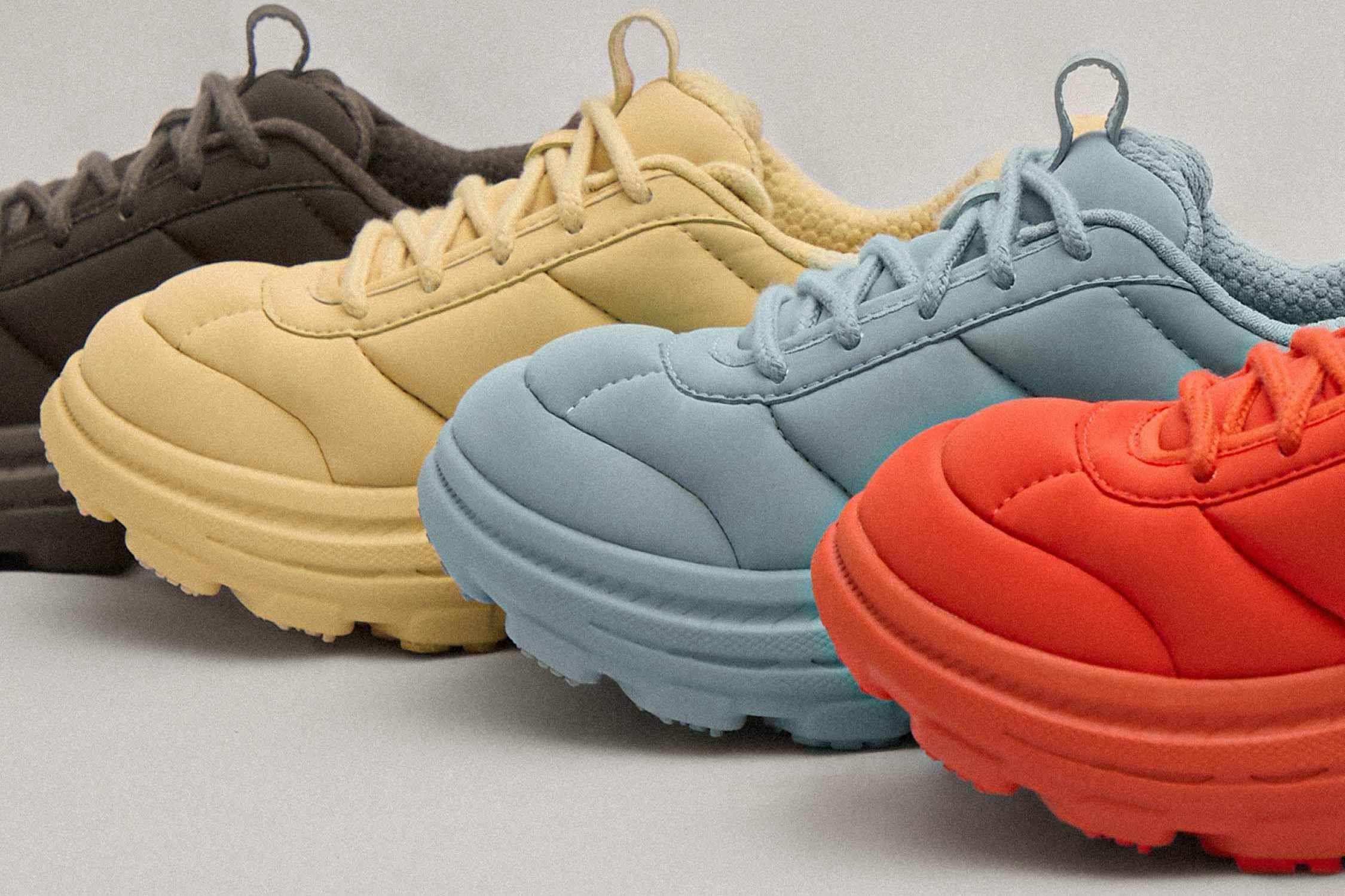 hoka marni sneaker in red, gold, black, blue colorways