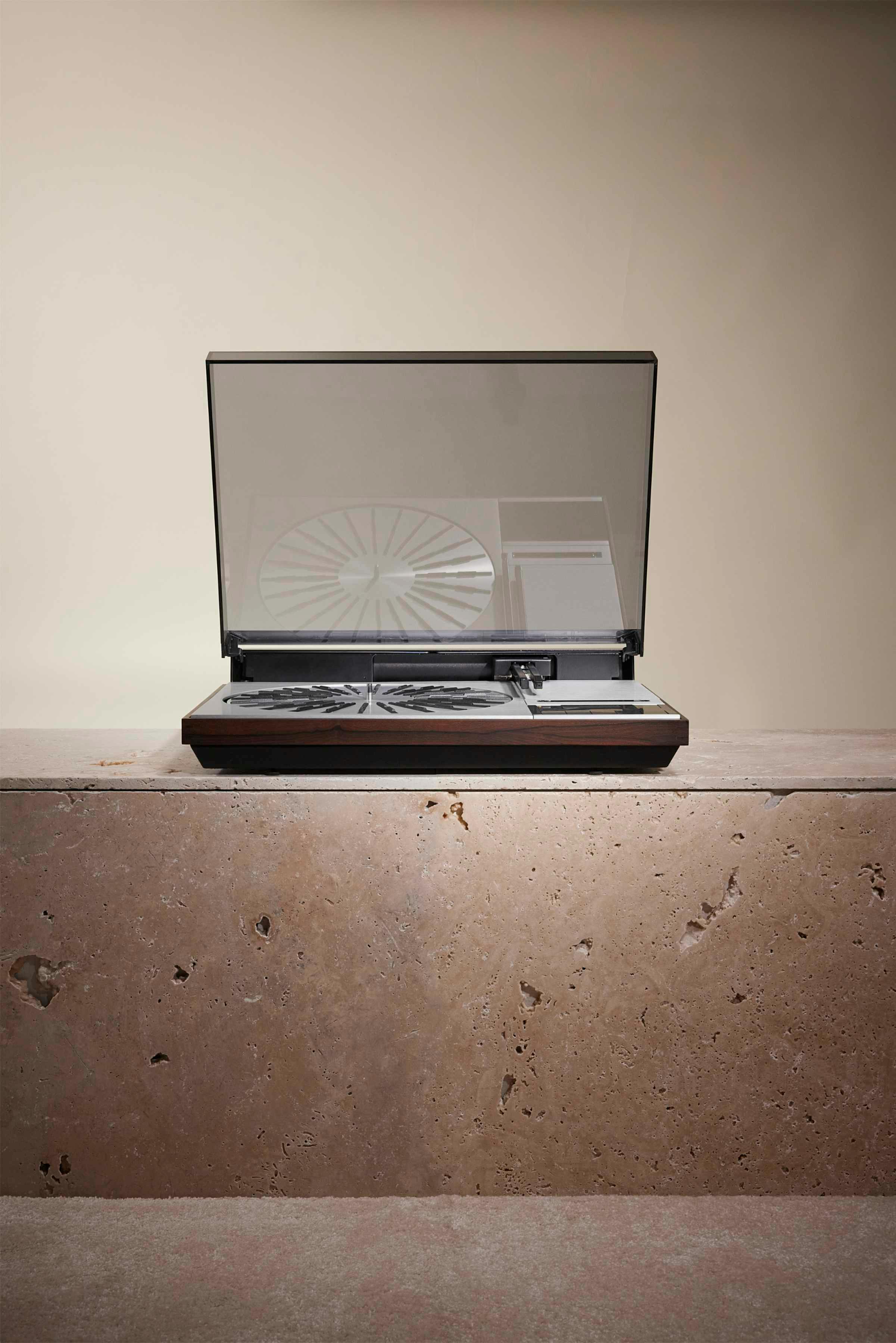 saint laurent bang olufsen turntable record player in wood and silver