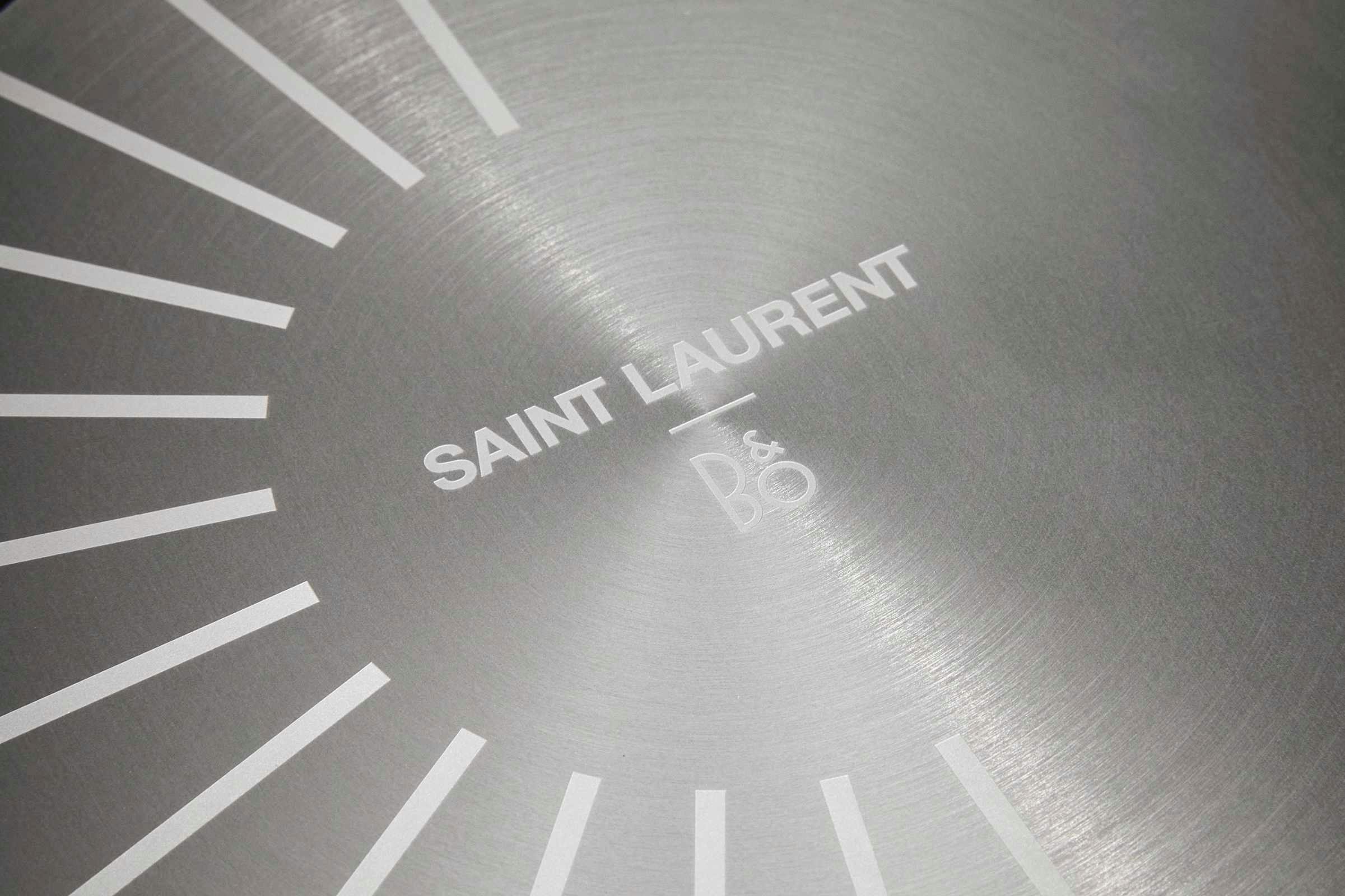 saint laurent bang olufsen turntable record player in wood and silver