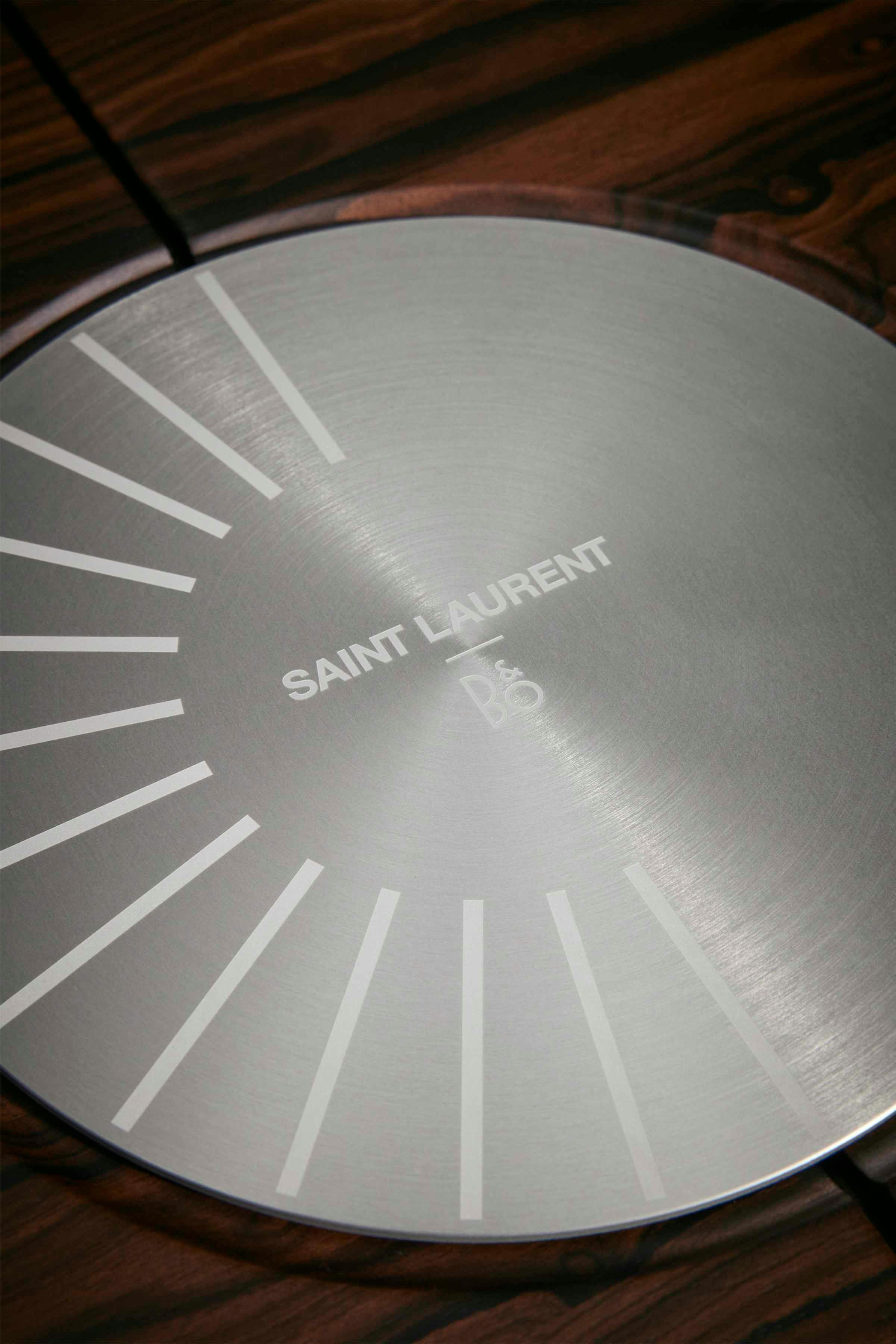 saint laurent bang olufsen turntable record player in wood and silver