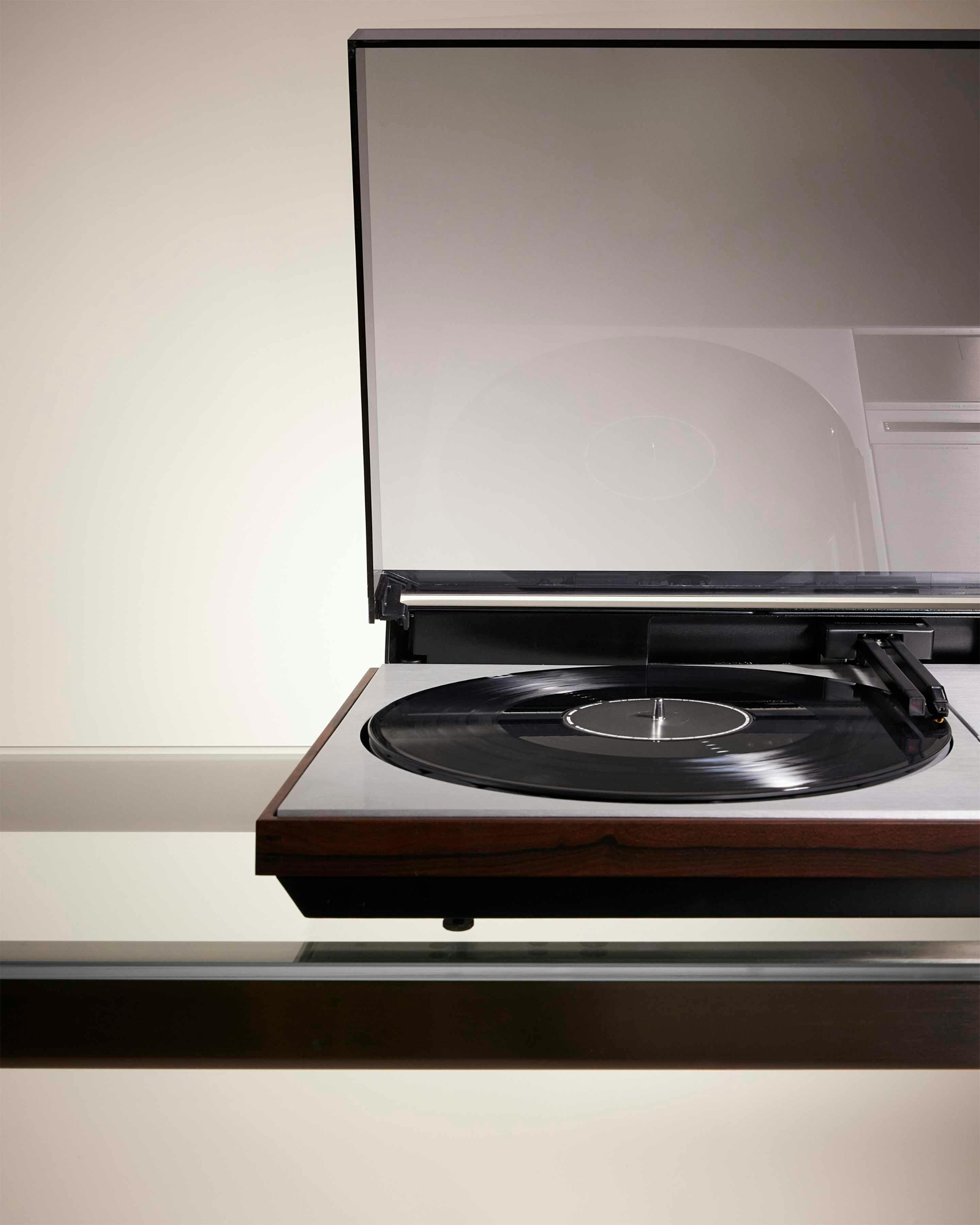 saint laurent bang olufsen turntable record player in wood and silver