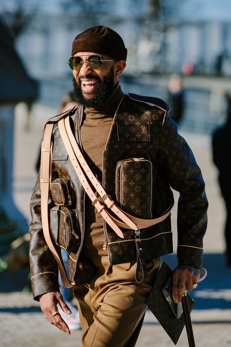 Street Style at Louis Vuitton's FW20 the Monograms Out