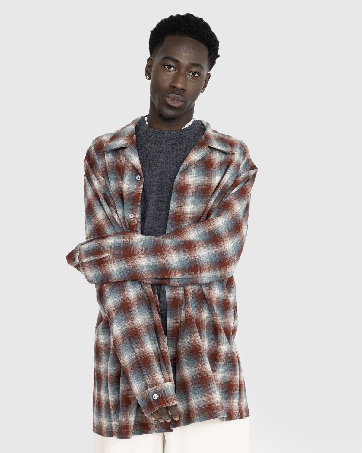 Maison Margiela – Oversized Check Wool Button-Down Shirt Multi