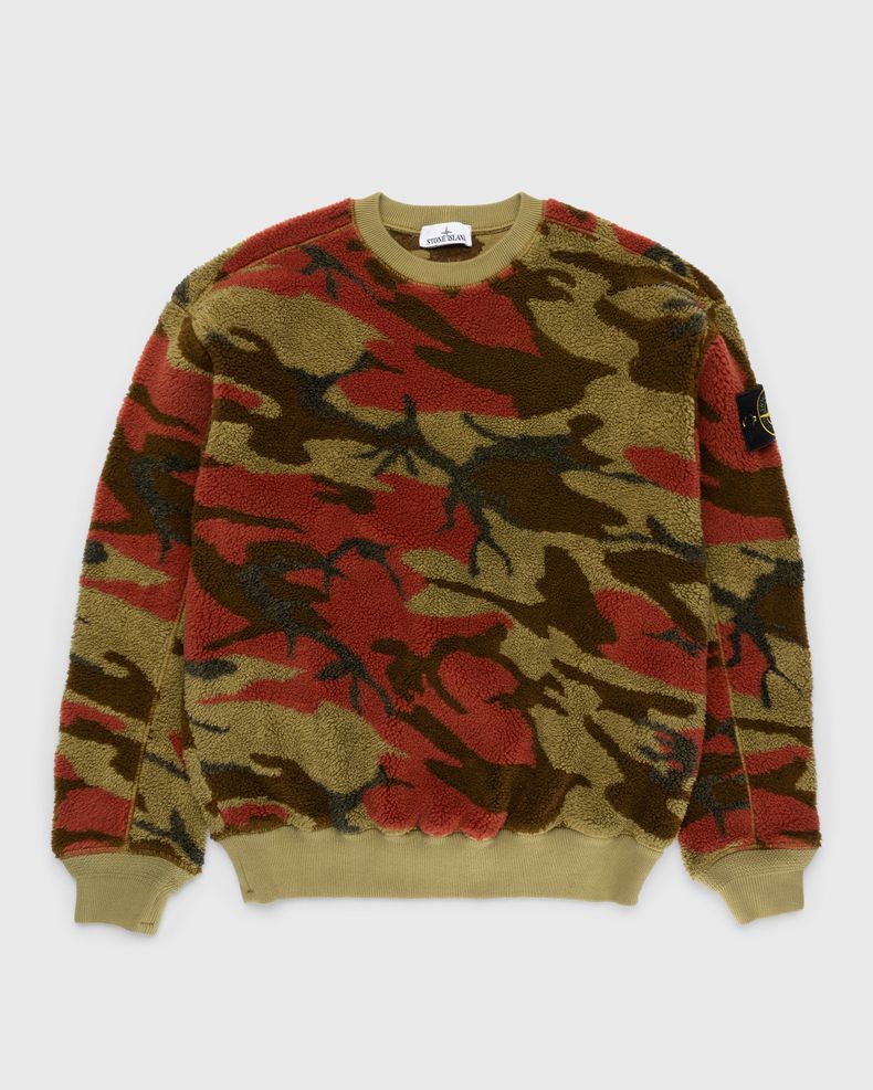 Stone Island Heritage Camo Jacquard Wool Nylon Crewneck Military