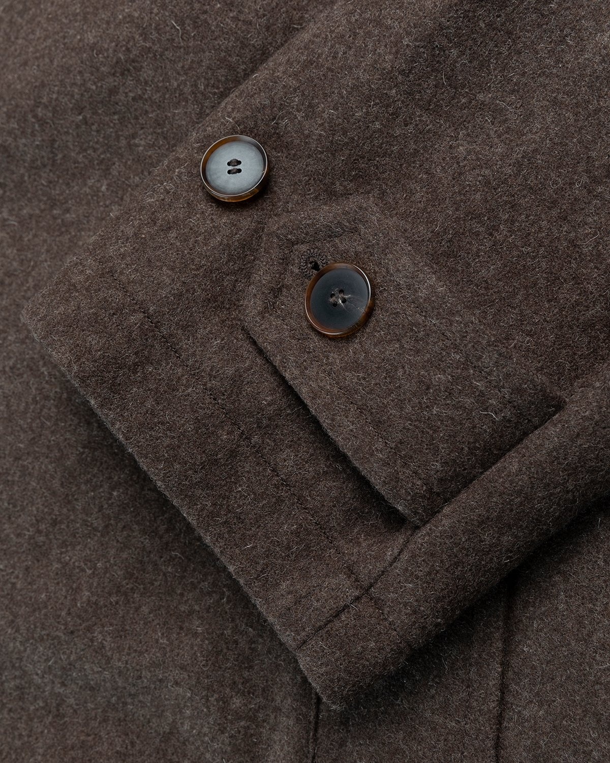 Auralee – Double-Breasted Shetland Wool Overcoat Dark Brown