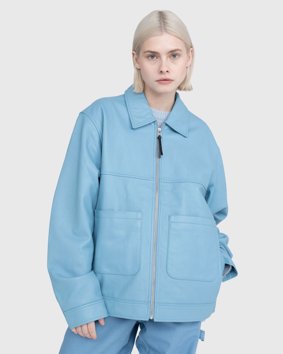 Baby blue biker sales jacket