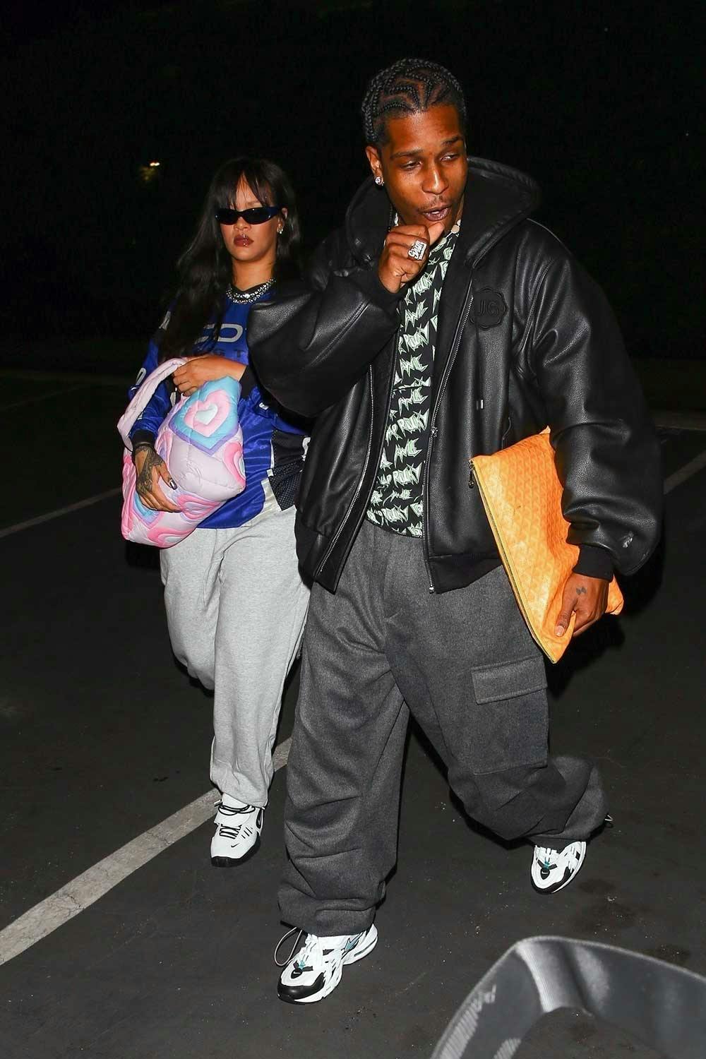 Rihanna & A$AP Rocky Matched ERL Outfits at LA Music Studio