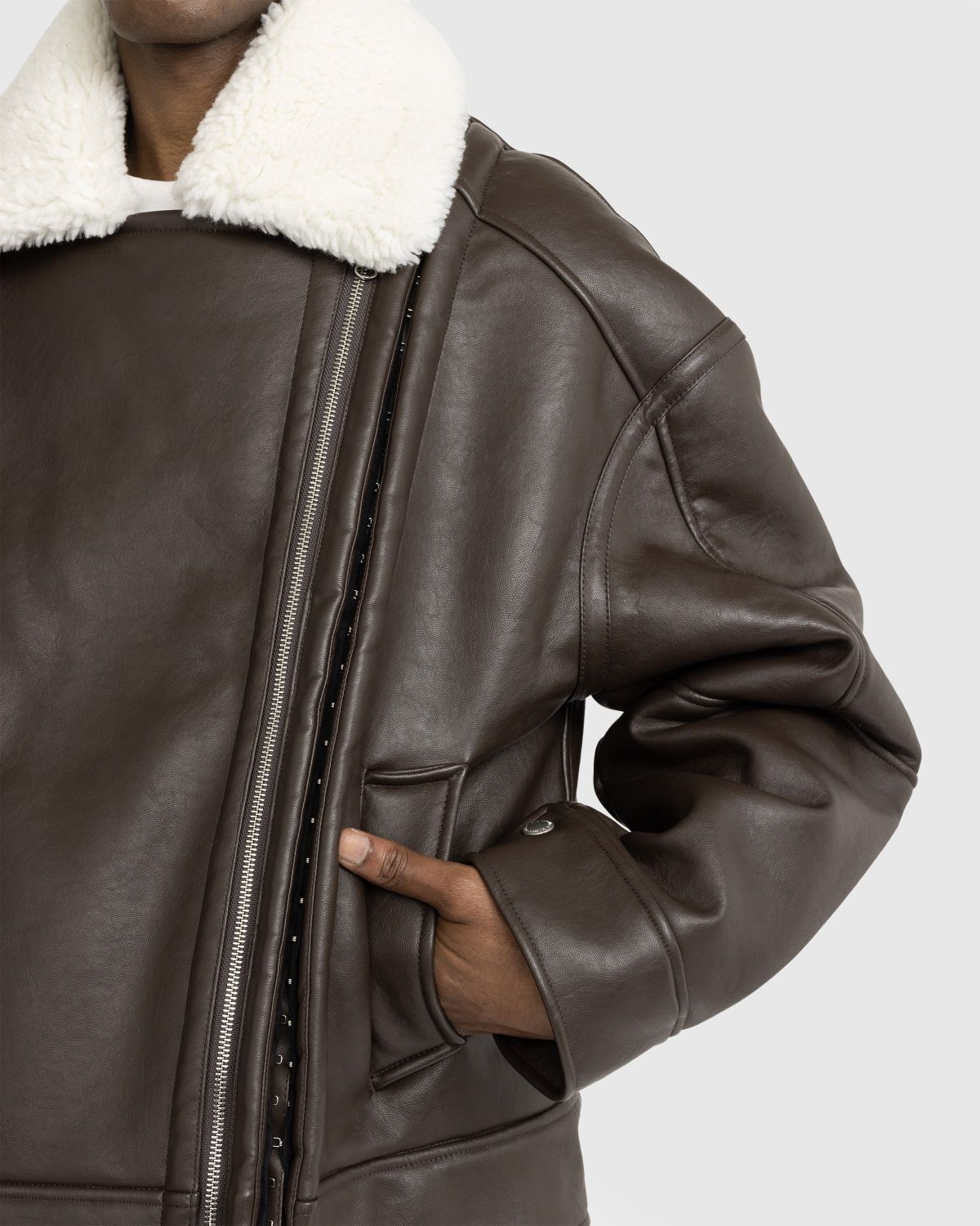 Y/Project Brown & Off-White Hook & Eye Faux-Shearling Jacket
