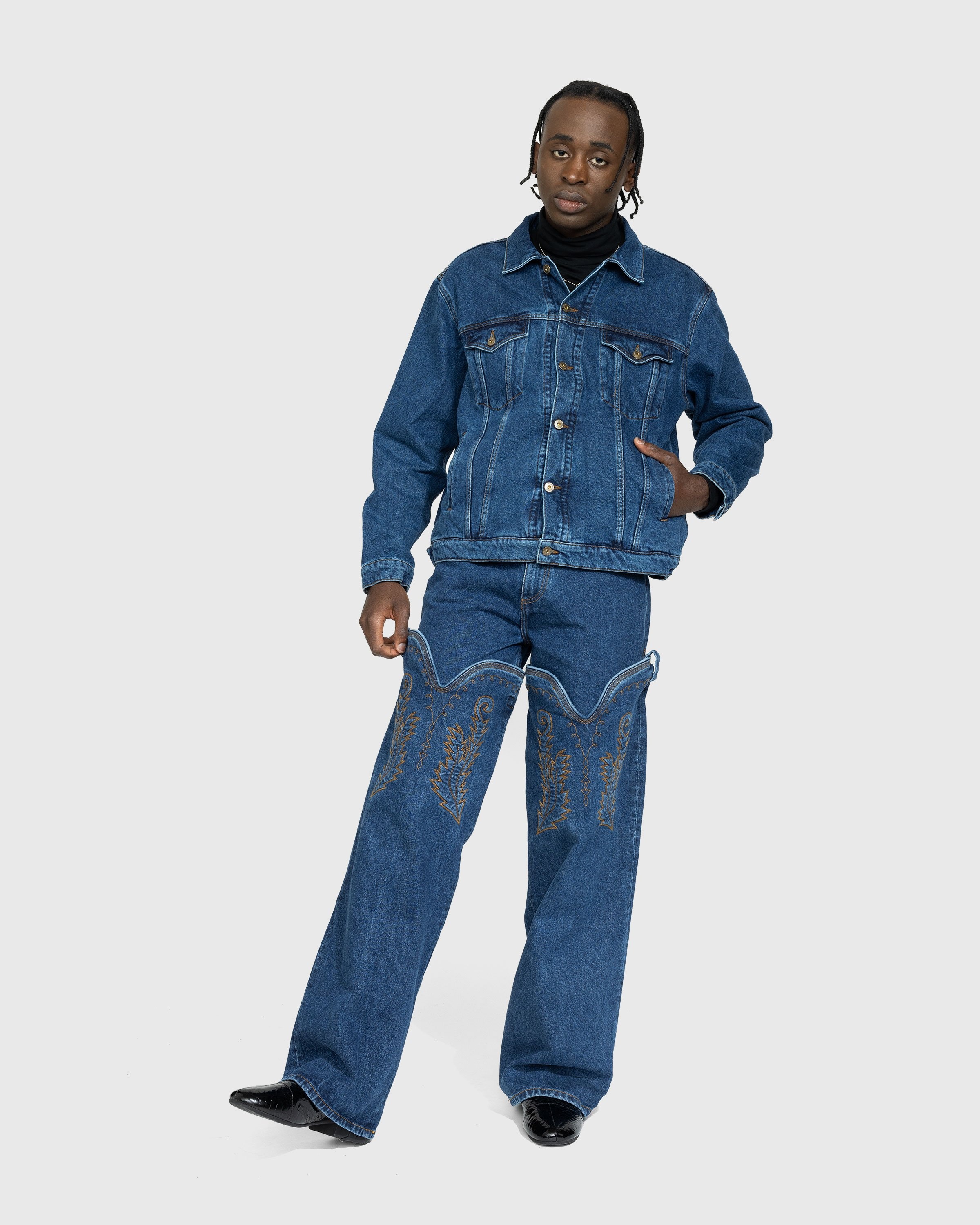 y/project cowboy cuff jeans 25 デニムカラーブルー