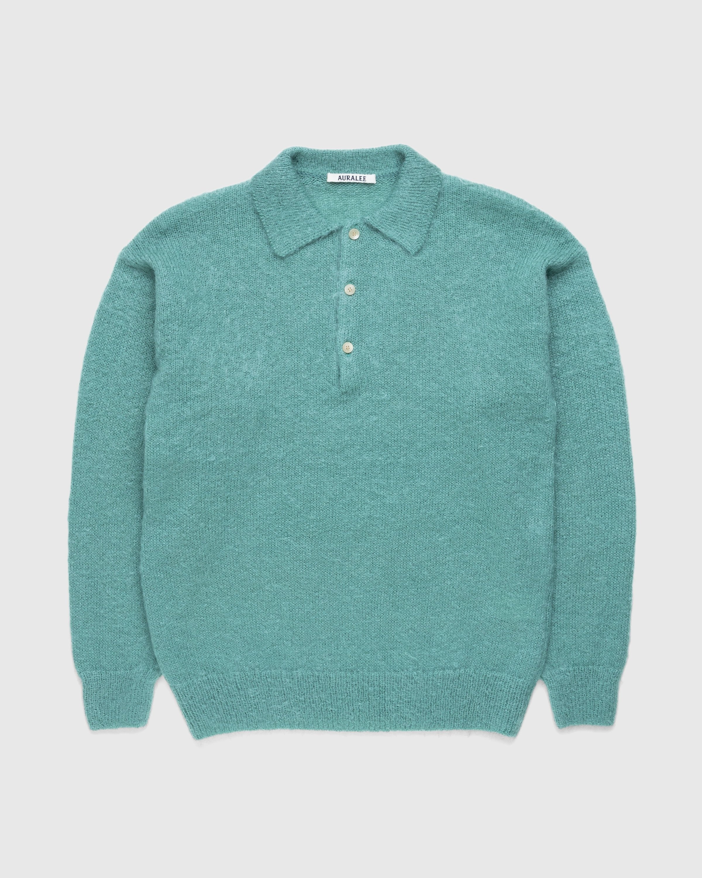 Auralee – Brushed Mohair Knit Polo Jade Green | Highsnobiety Shop