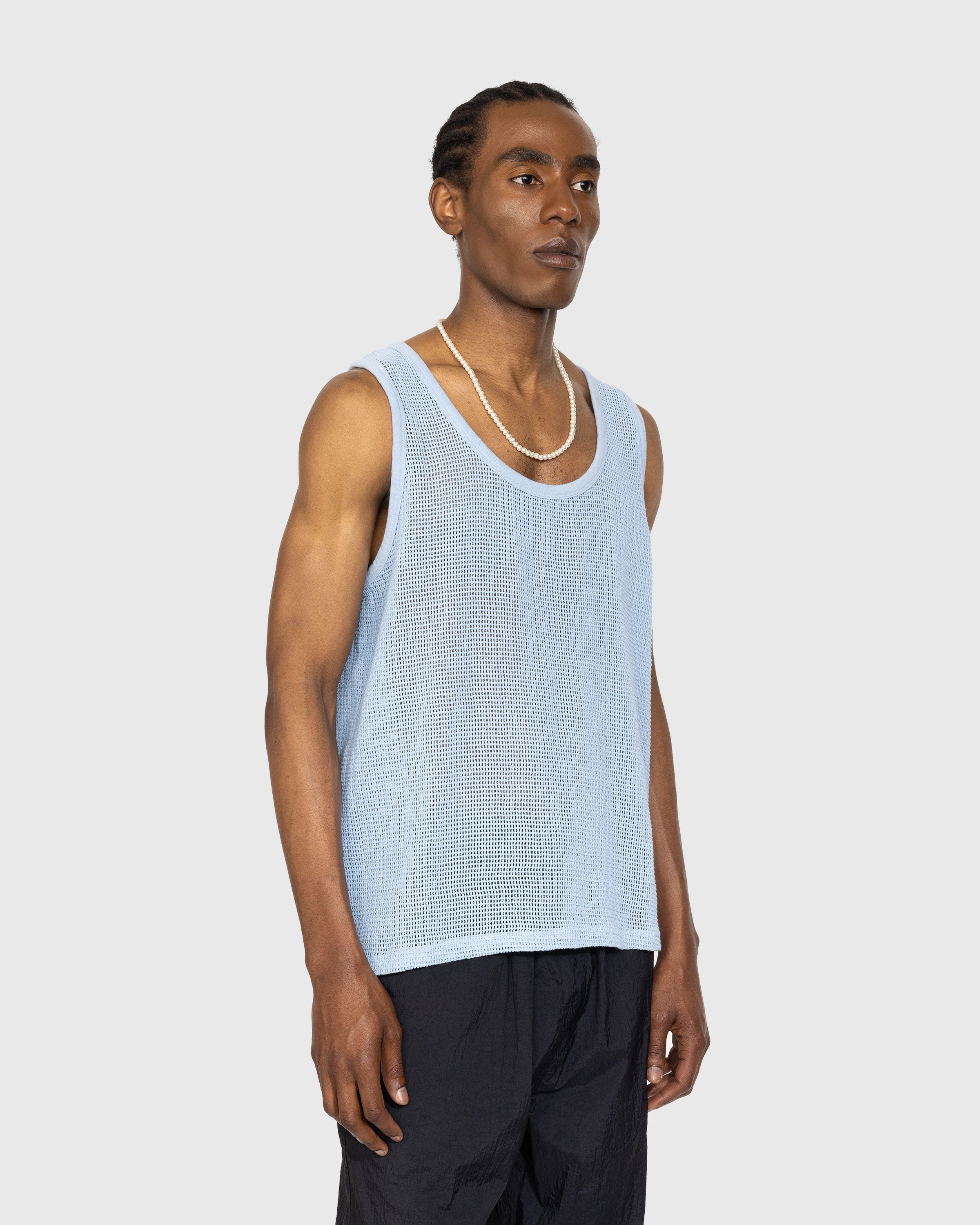 Highsnobiety – Cotton Mesh Knit Tank Top Blue
