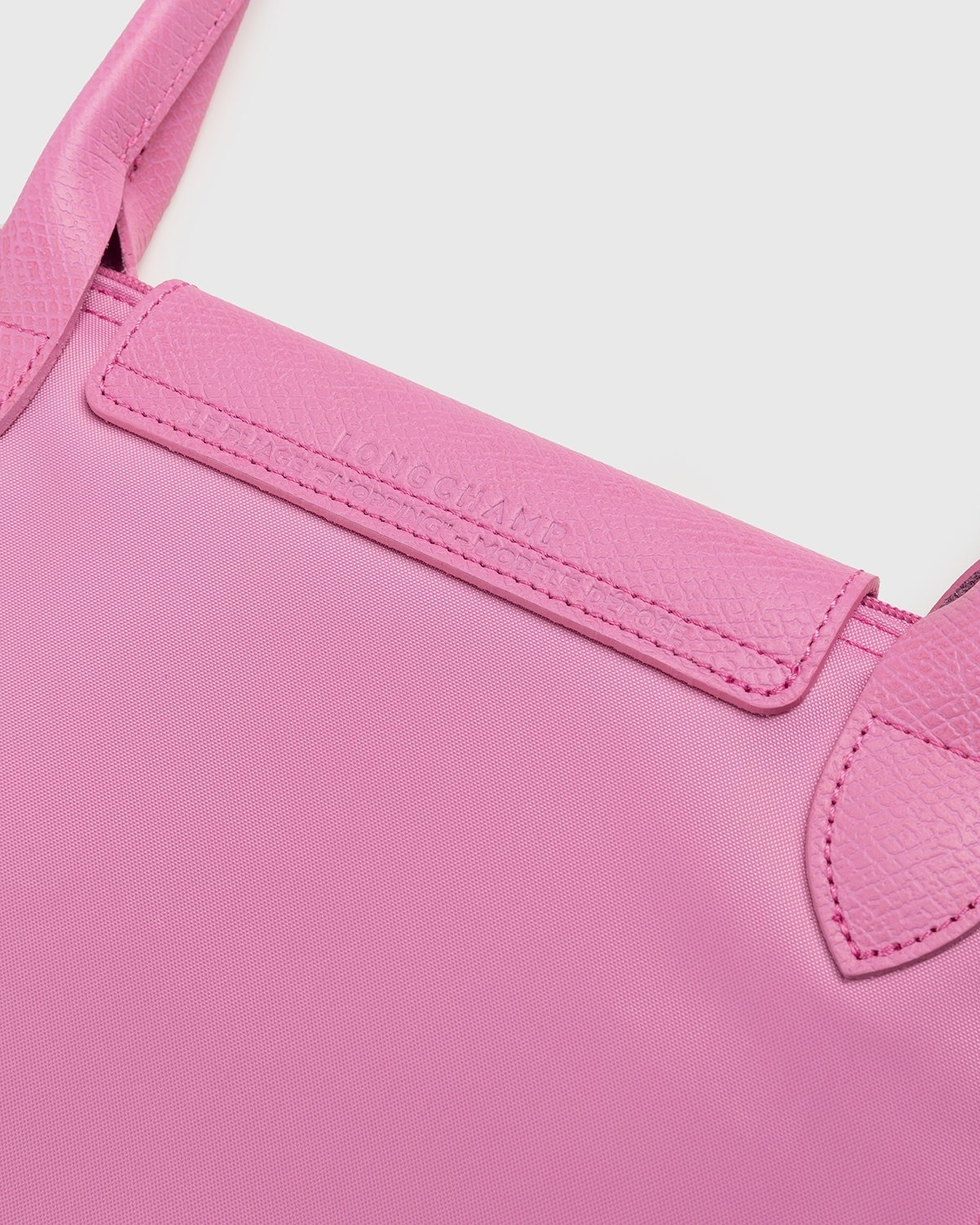Longchamp Antique Pink Le Pliage Cuir Medium Shopping Tote (Logo