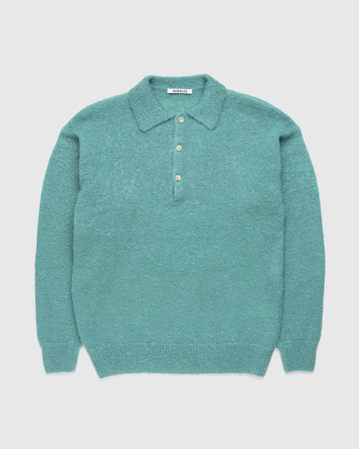 Auralee – Brushed Mohair Knit Polo Jade Green