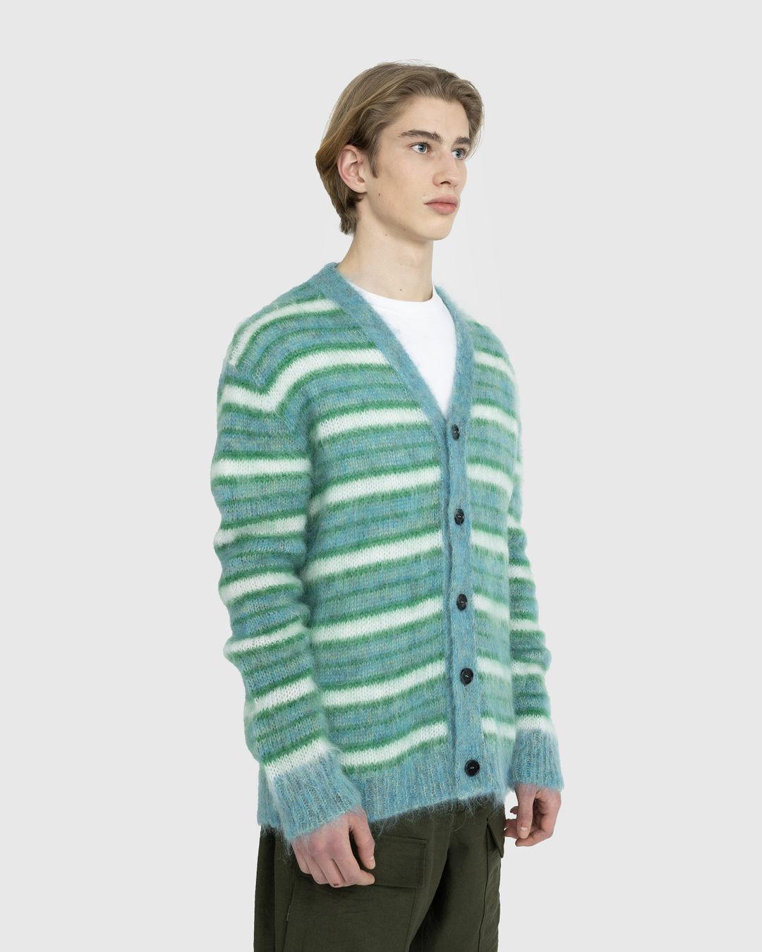 Marni – Striped Mohair Cardigan Blue | Highsnobiety Shop