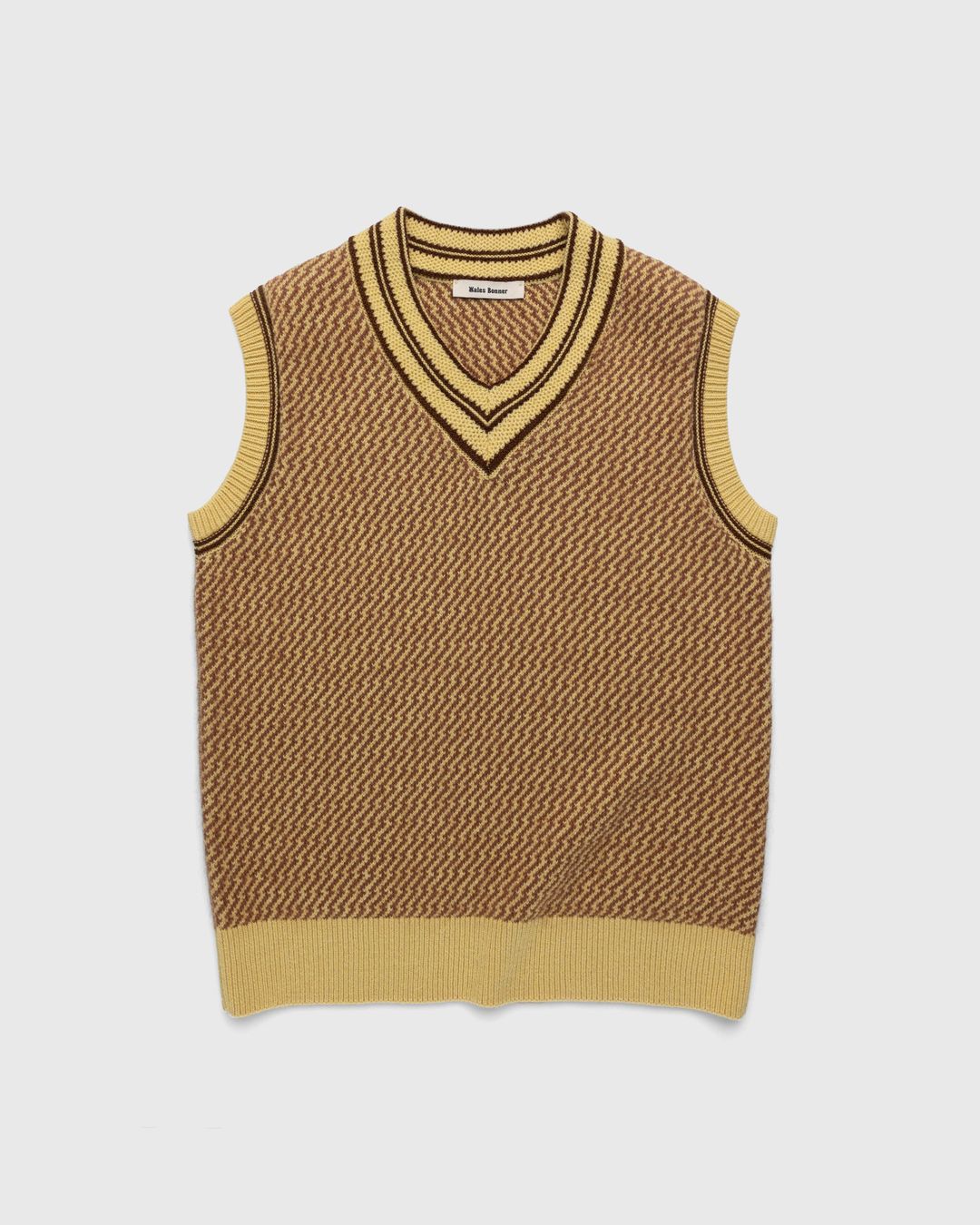 Wales Bonner – Clarinet Vest Pale Yellow/Brown | Highsnobiety Shop