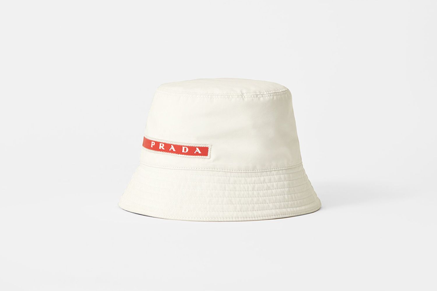 prada bucket hat red stripe