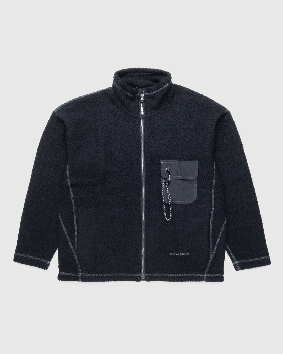 And Wander – Wool JQ Stand Zip Jacket Black | Highsnobiety Shop