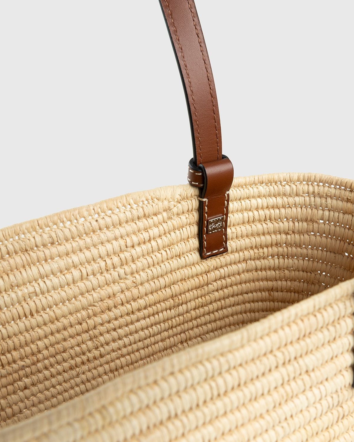 LOEWE Basket Bag in Palm Leaf and Calfskin Natural/White in Calfskin  Leather - US
