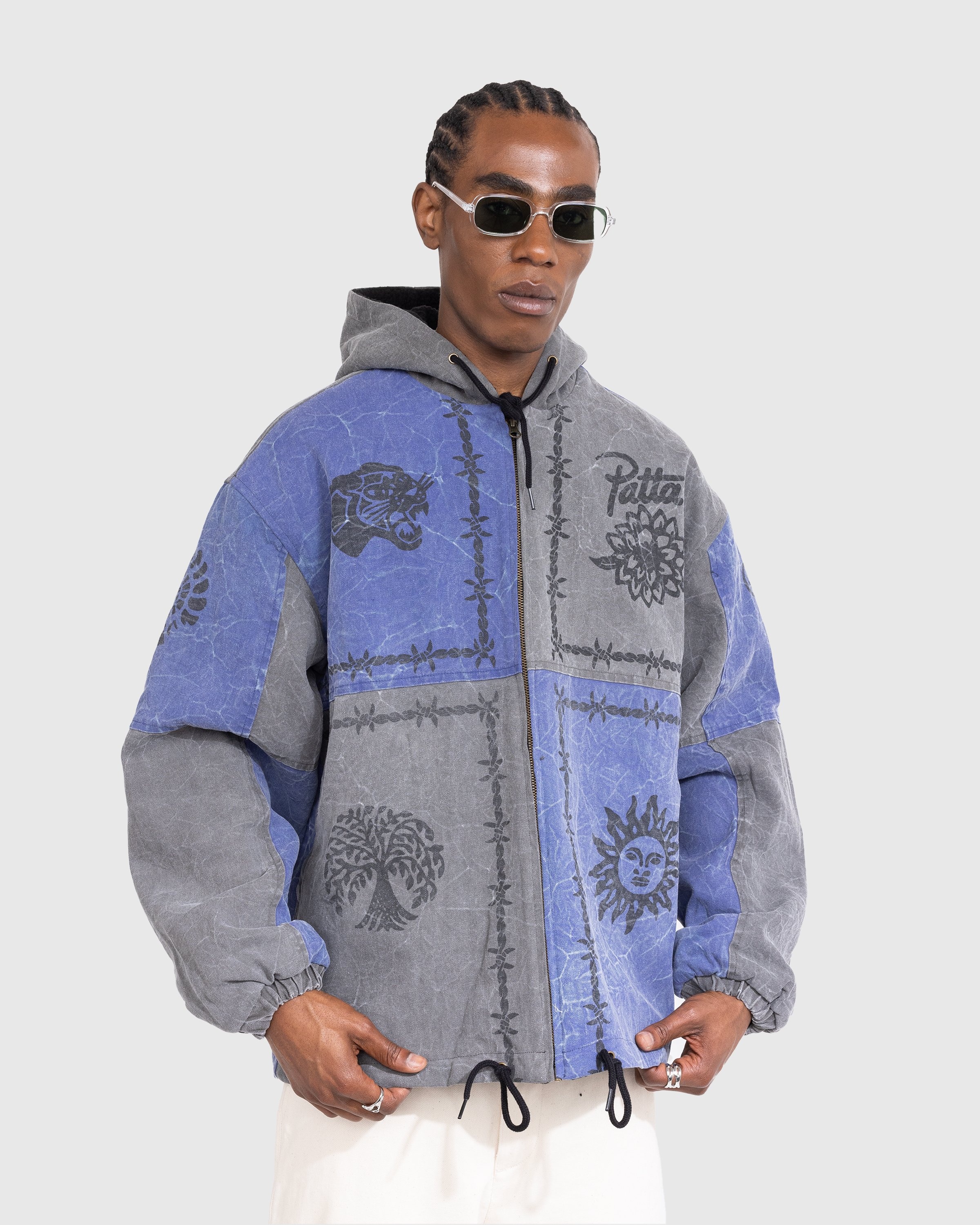 Patta – Symbols Zip Hooded Jacket Odyssey Grey | Highsnobiety Shop