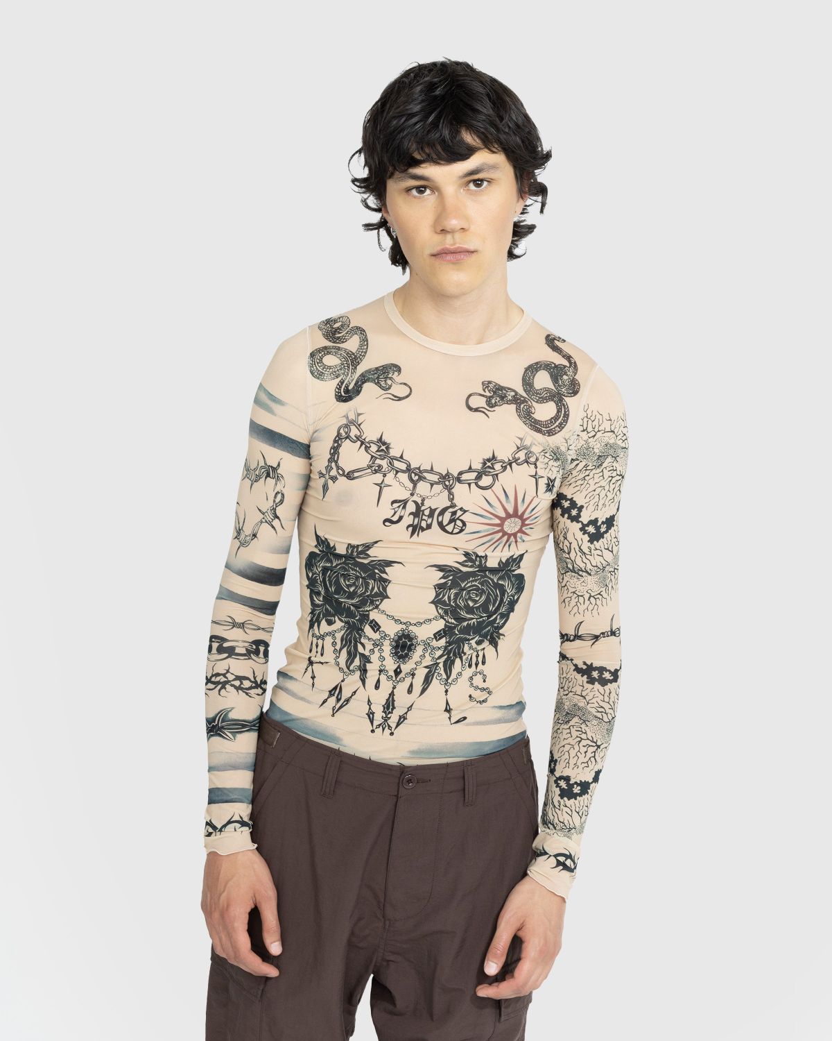 Jean Paul Gaultier – Trompe l'oeil Tattoo Longsleeve Top Nude/Grey/Black