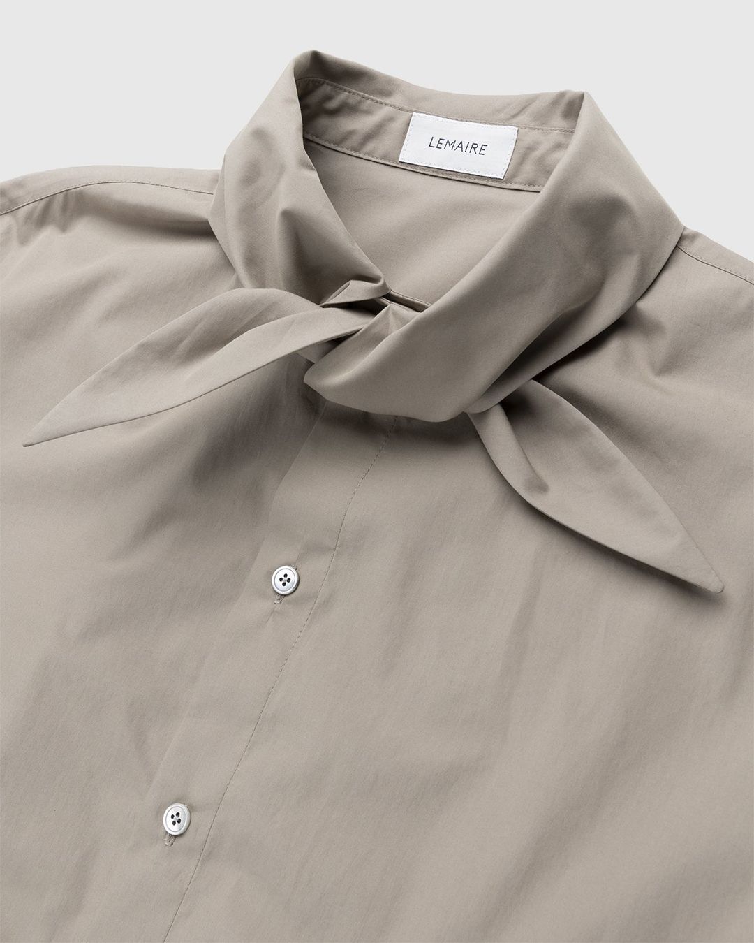 Lemaire – Tie Neck Shirt Greige | Highsnobiety Shop