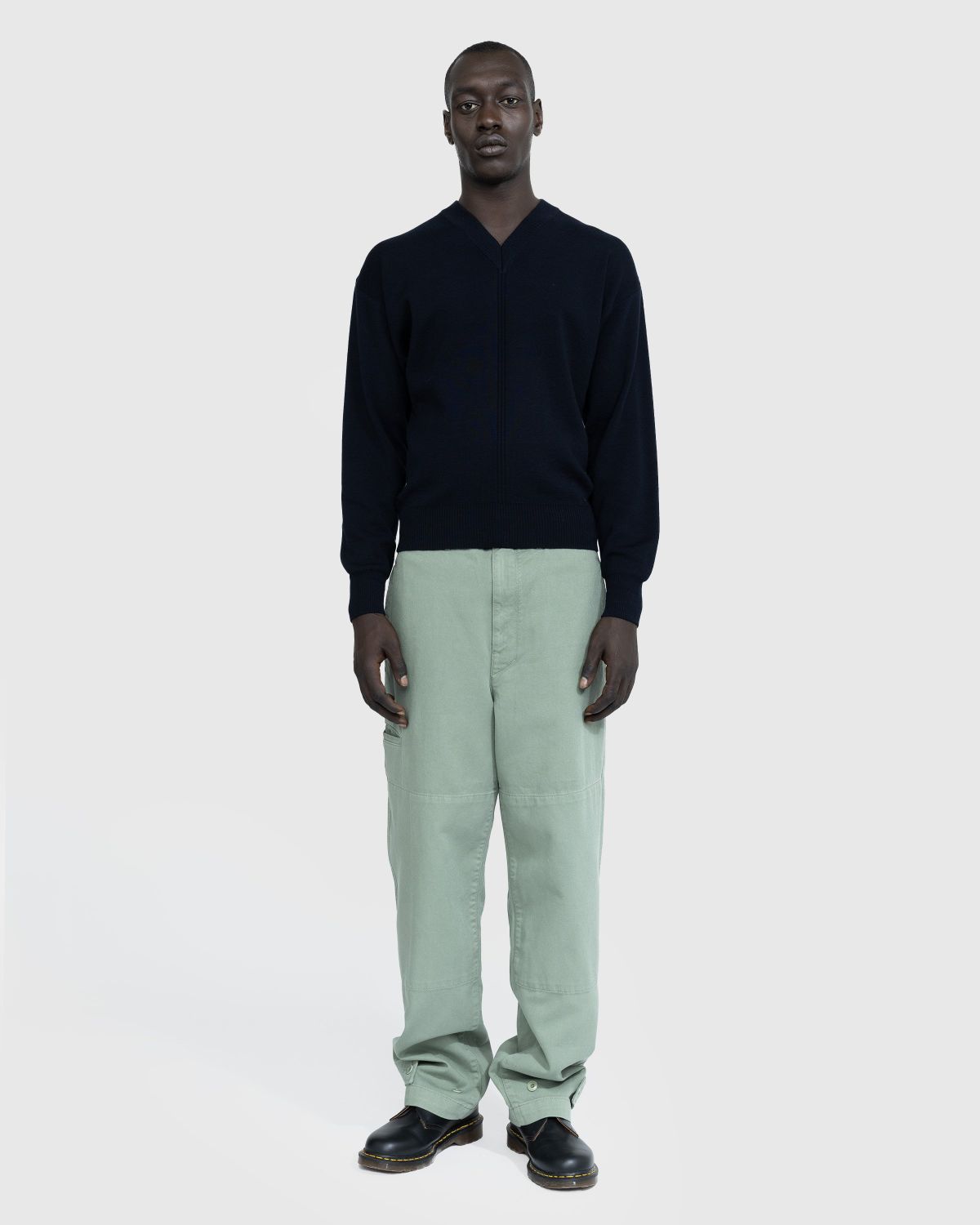 Navy Tapered Trousers by LEMAIRE on Sale