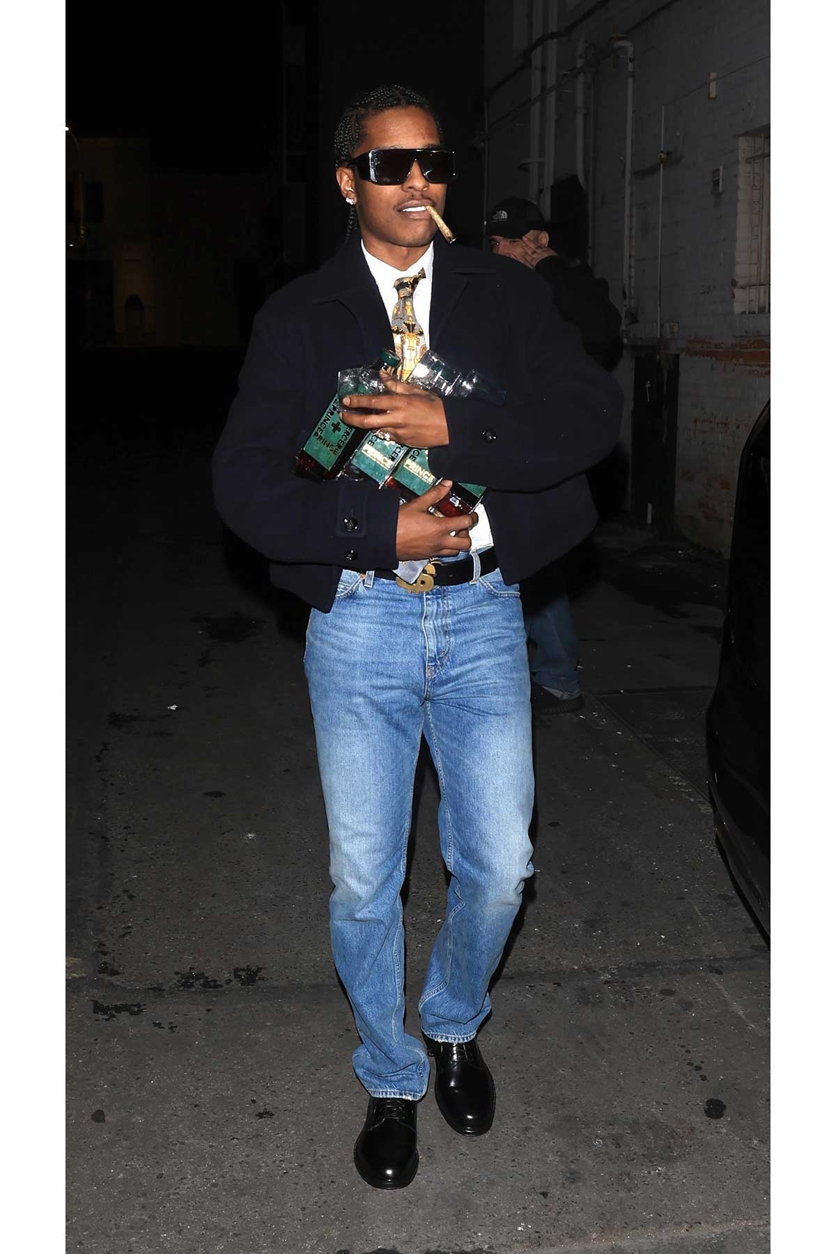 A$AP Rocky Goes Full Dadcore, Giant Belt Buckle Included