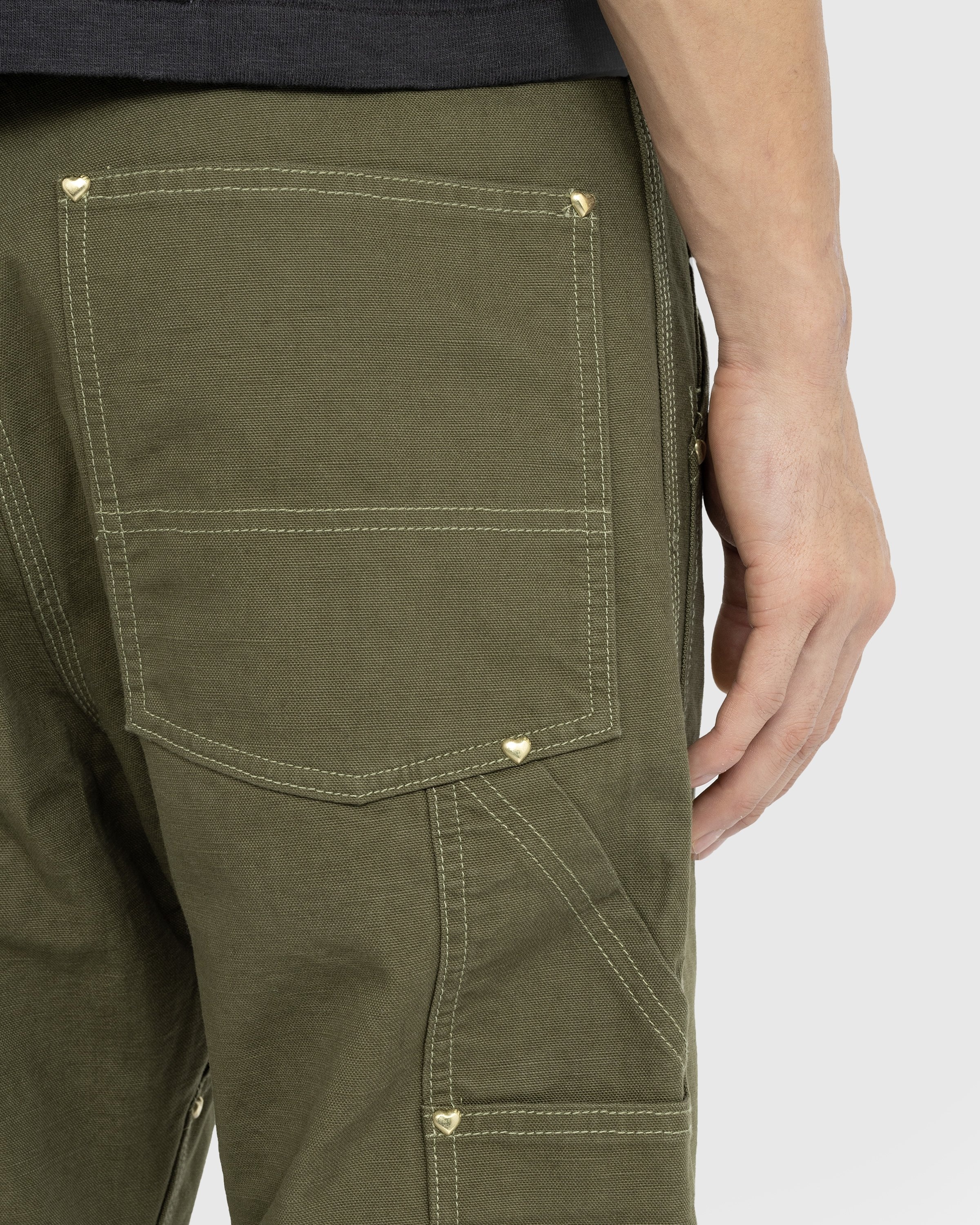 Mens - Organic Cotton Baggy Cargo Pants in Drab Olive Green