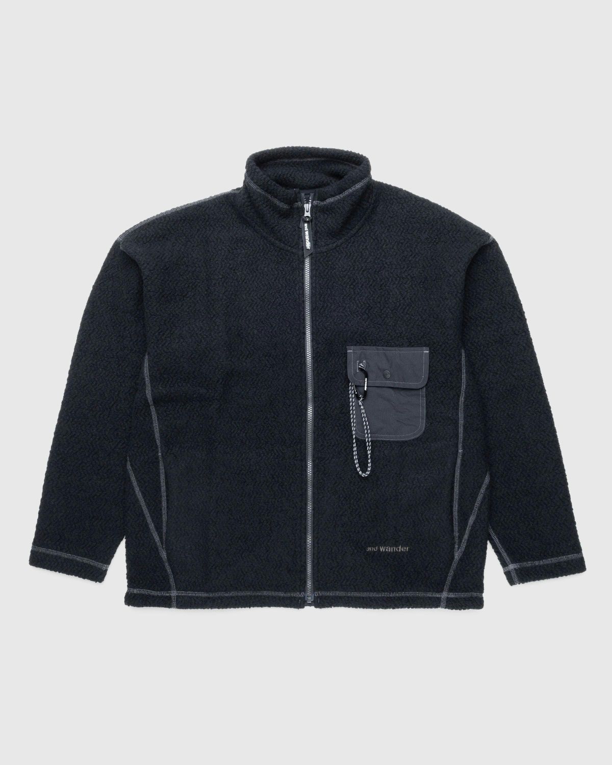 And Wander – Wool JQ Stand Zip Jacket Black | Highsnobiety Shop