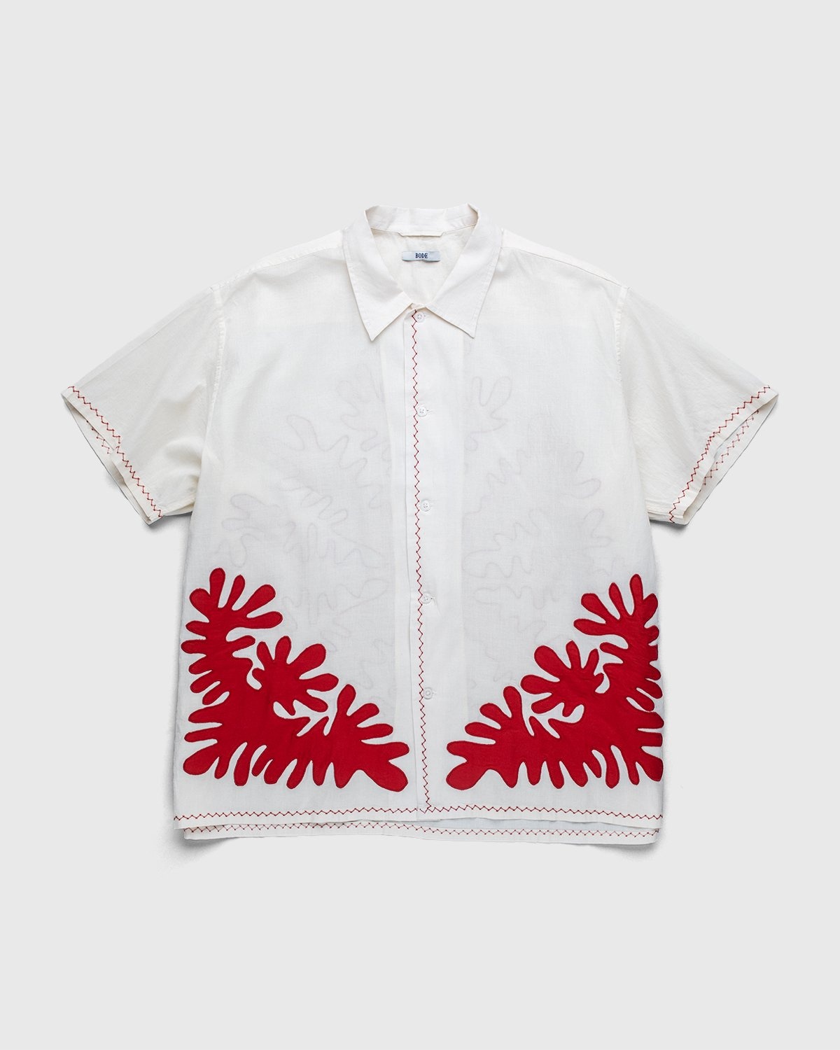Bode – Setting Cut-Out Appliqué Shop Shirt S/S Highsnobiety Red Natural 