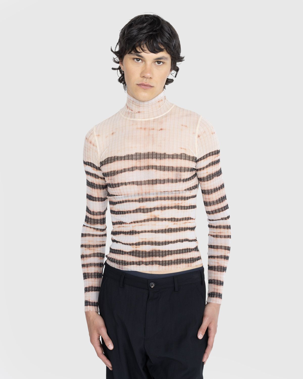 Jean Paul Gaultier – High Neck Longsleeve Printed Stripe Top