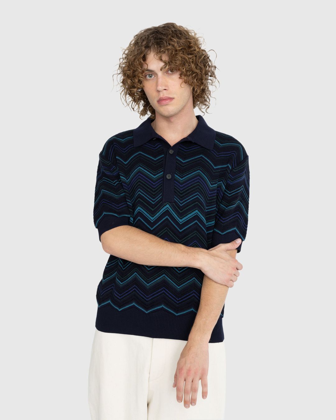 Missoni – Zig Zag Polo Shirt Blue/Green/Coal | Highsnobiety Shop