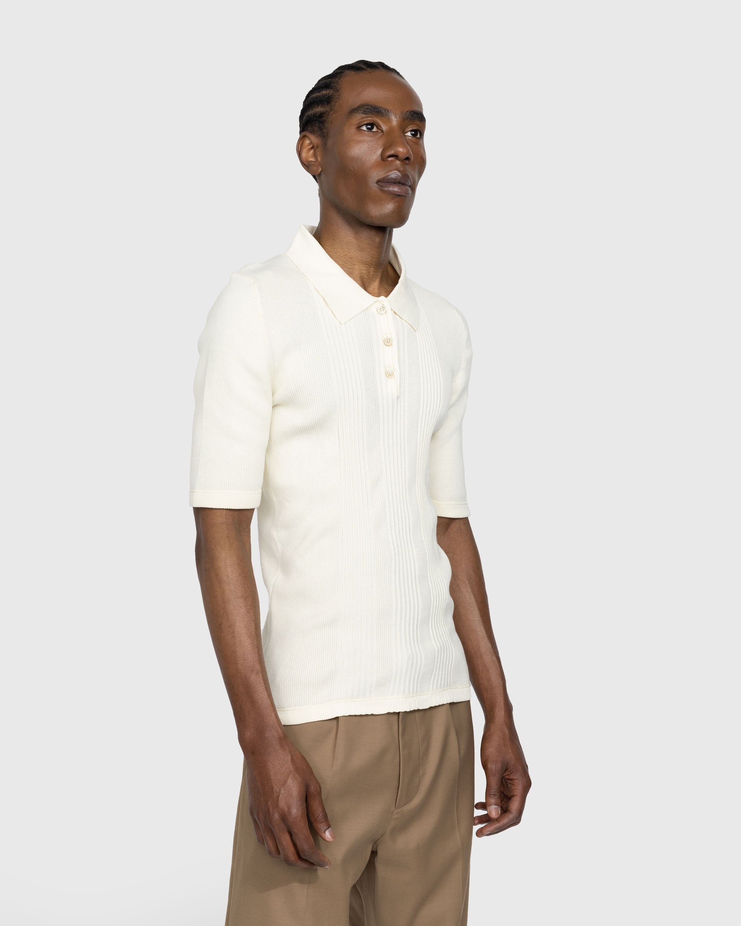Maison Margiela – Knitted Polo Shirt Beige | Highsnobiety Shop