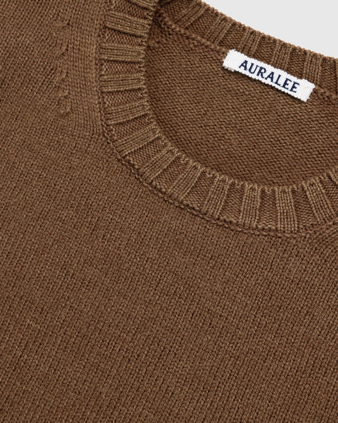 Auralee – Washed French Merino Knit Crewneck Brown | Highsnobiety Shop