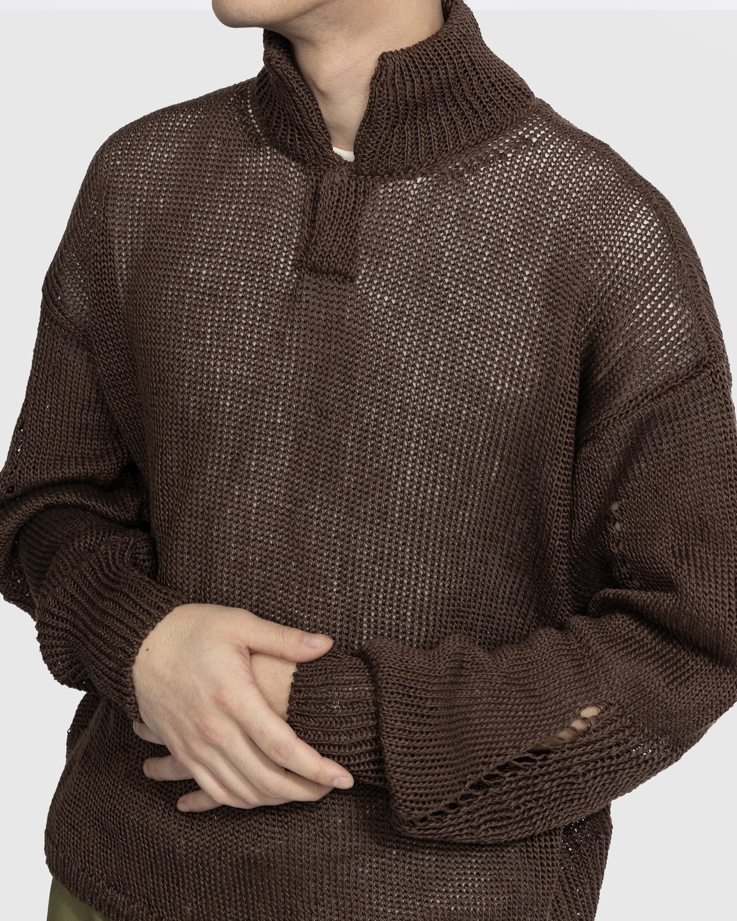 ROA Longsleeve Knit Polo Brown Highsnobiety Shop