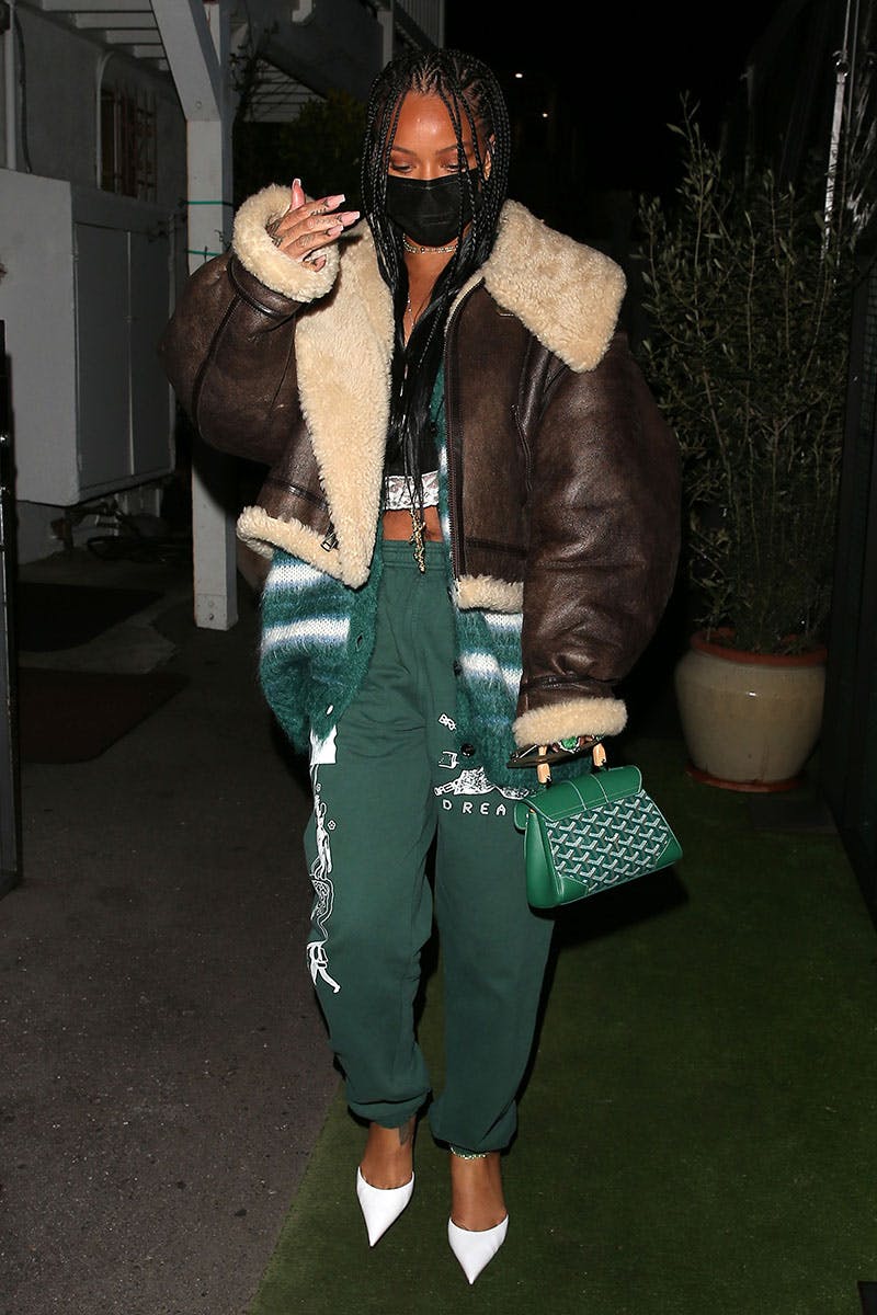 Rihanna Gives Us a Lesson on Styling a Green Tonal Fit