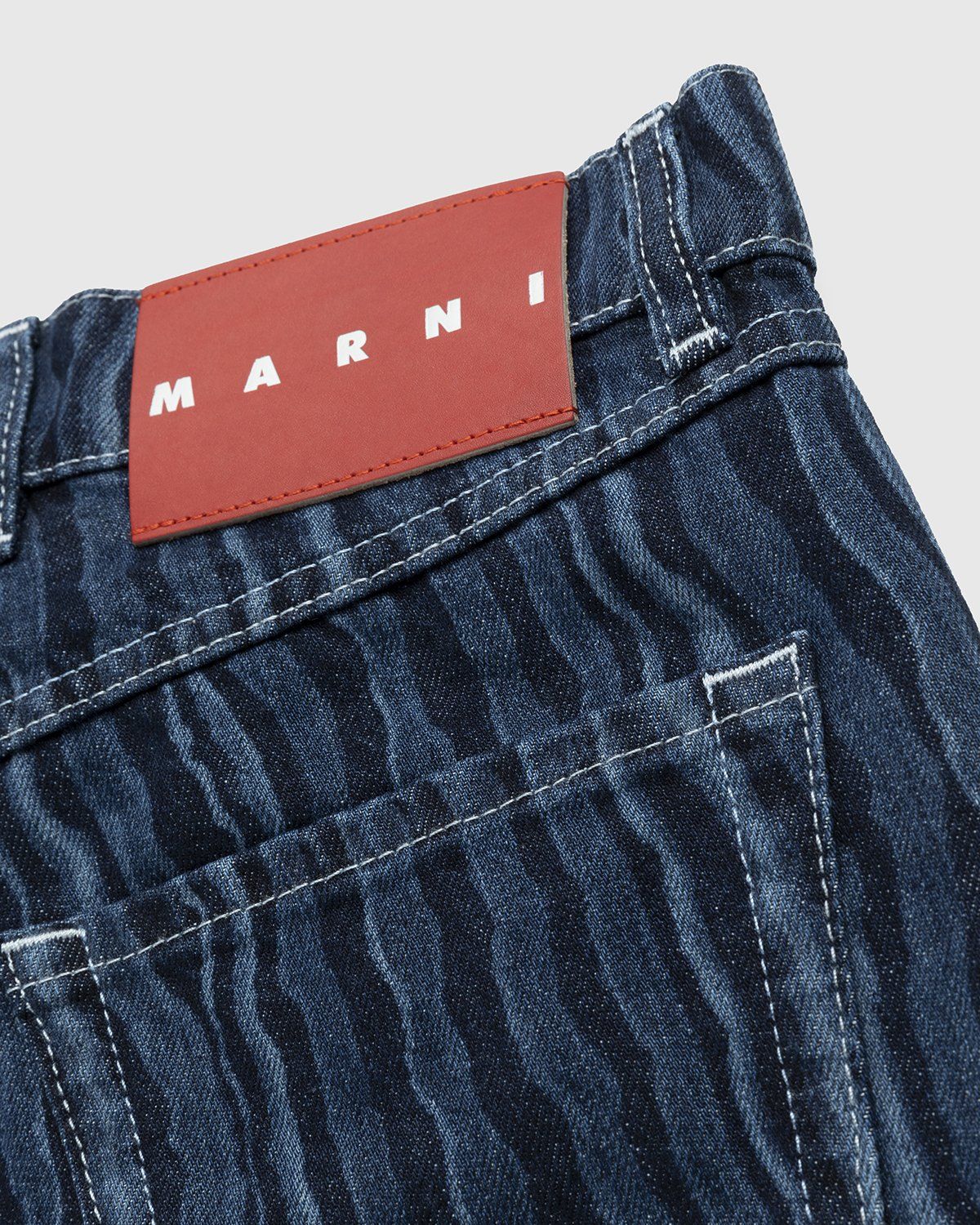 Marni – Abstract Print Wide Leg Jeans Blue